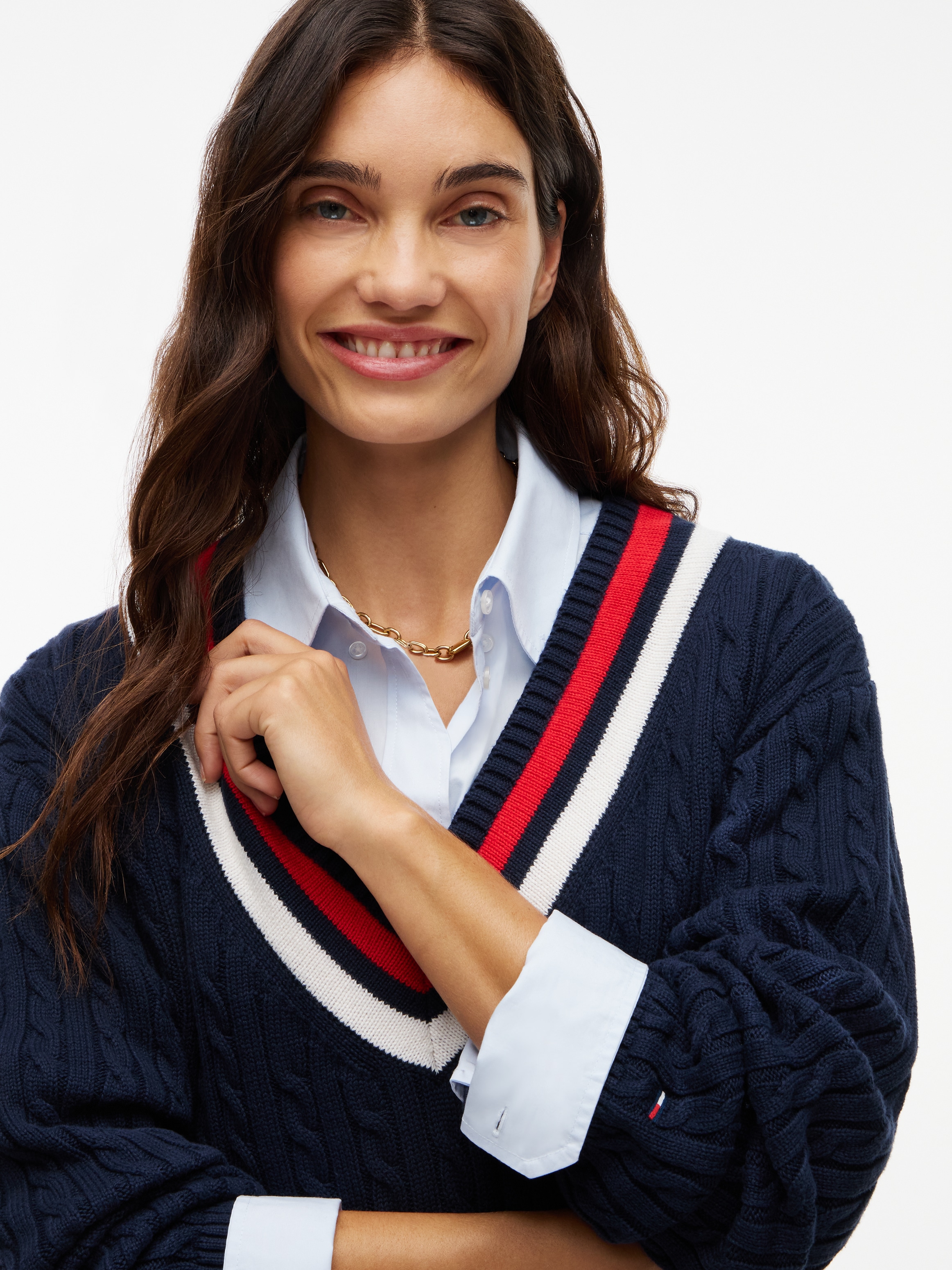 Tommy Jeans Strickkleid »TJW CABLE RWB SWEATER DRESS EXT« Baumwolle, mit Zopfmuster