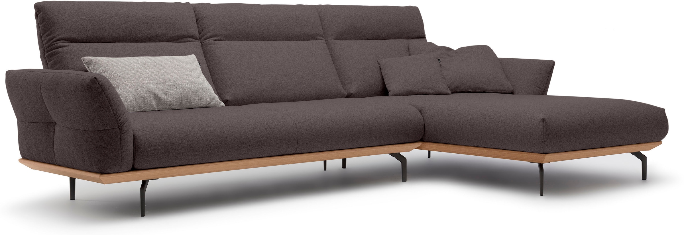 Creation BY ROLF BENZ Ecksofa »CR.460«, Sockel in Eiche, Winkelfüße in Umbragrau, Breite 318 cm