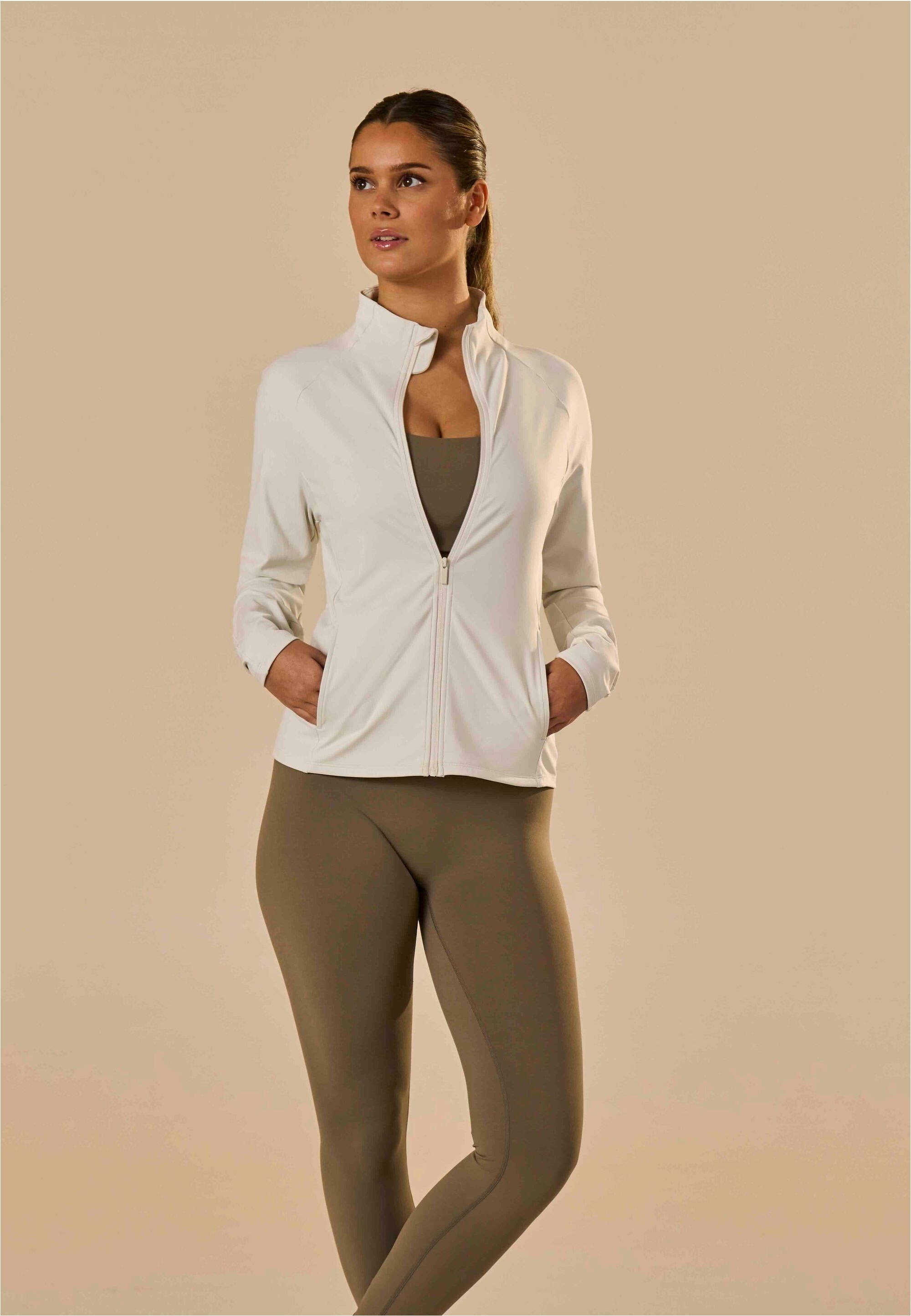 ATHLECIA Damen Trainingsjacke "Emarri", weiß, Gr. 38, unifarben, 20% Elasthan, 80% Polyamid, Jacken, mit atmungsaktivem Material