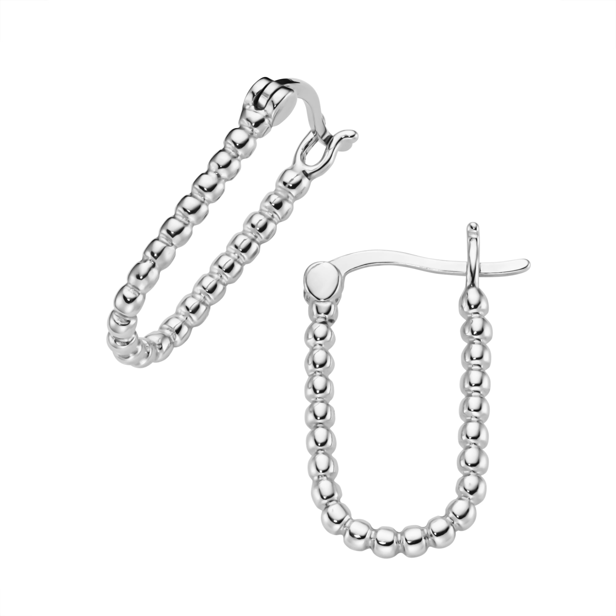 Firetti Elongated Sphere Hoop Earrings Silver 925