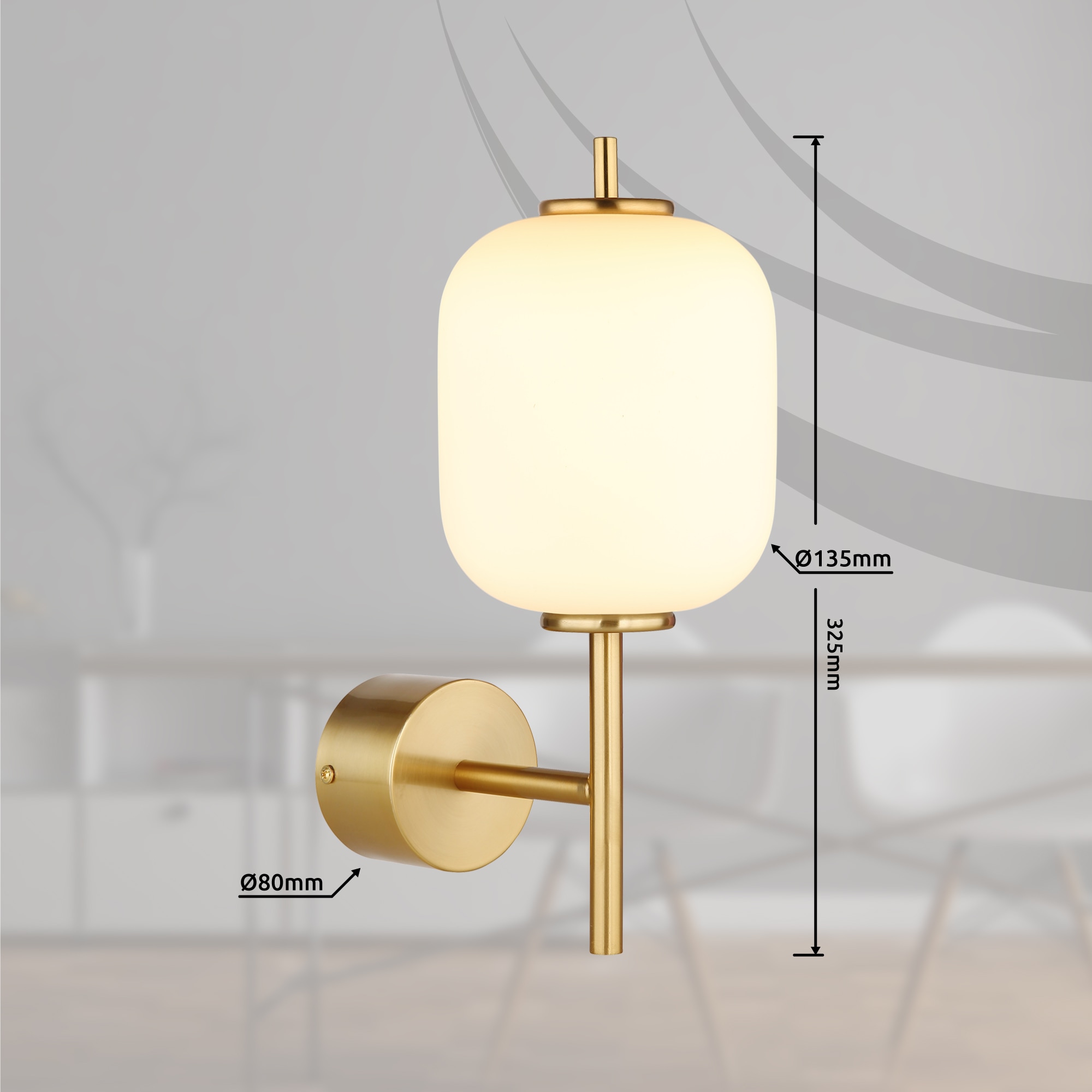GLOBO LIGHTING LED Wandleuchte »EWALD«, Leuchtmittel LED-Modul | LED fest integriert, Wandleuchte/Glas opal/höhenverstellbar/messingfarben
