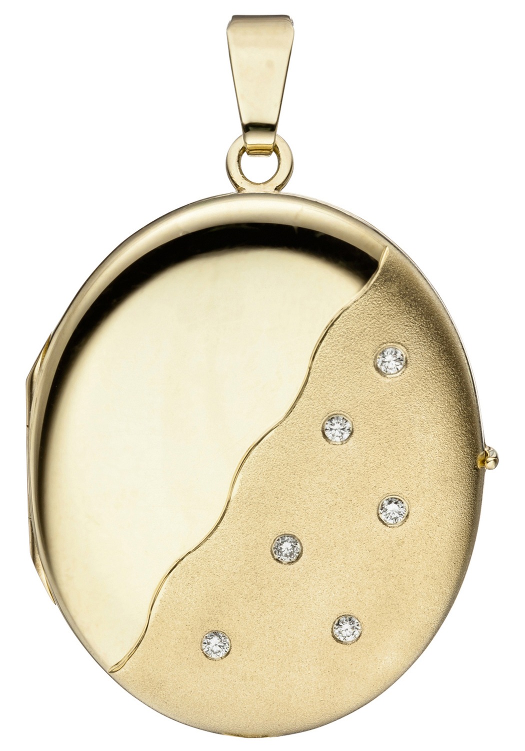 JOBO Medallionanhänger »Anhänger Medaillon oval«, 585 Gold mit 6 Diamanten