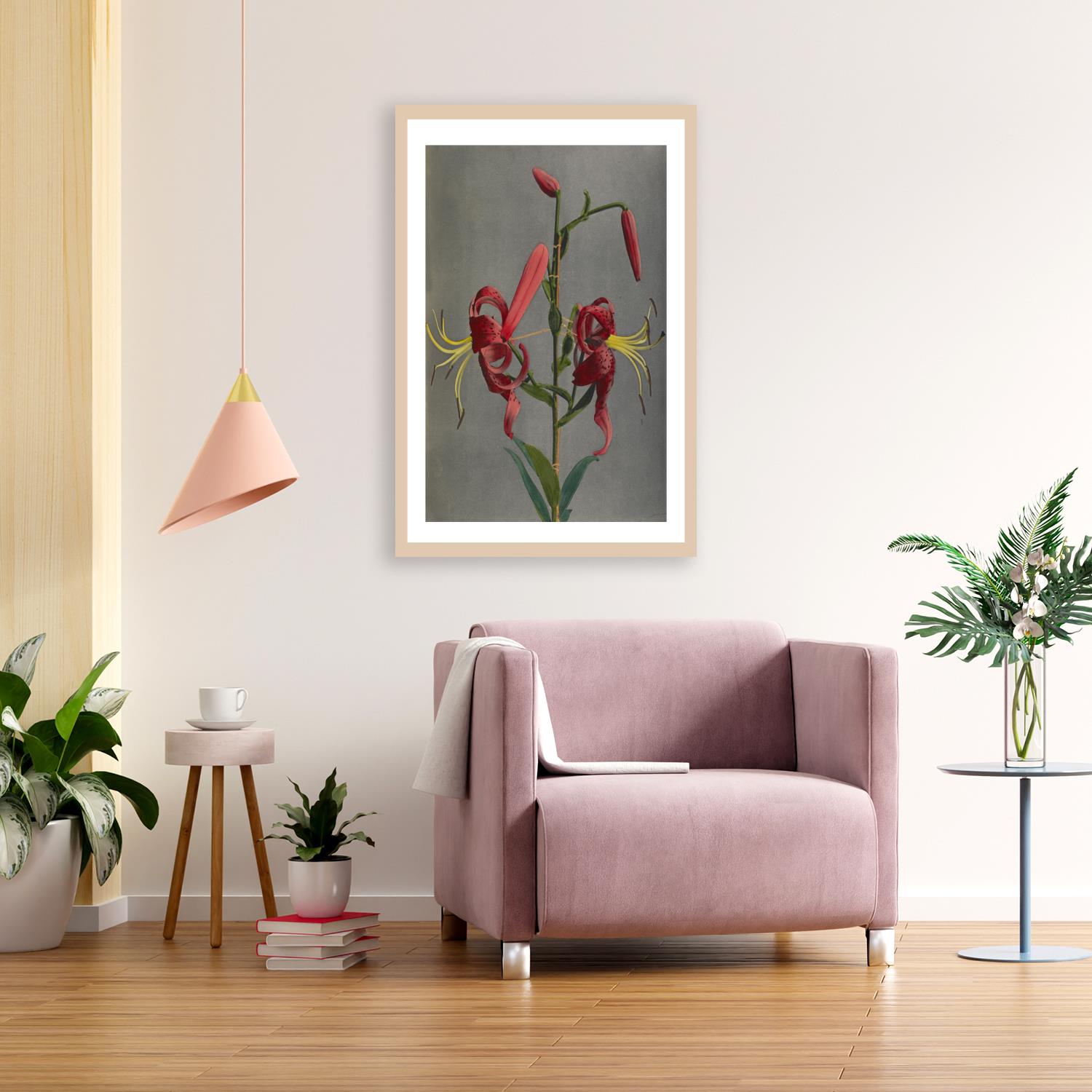 queence Bild mit Rahmen "Almut" Blumenbilder Kunst Pflanze Premium Rahmenbild