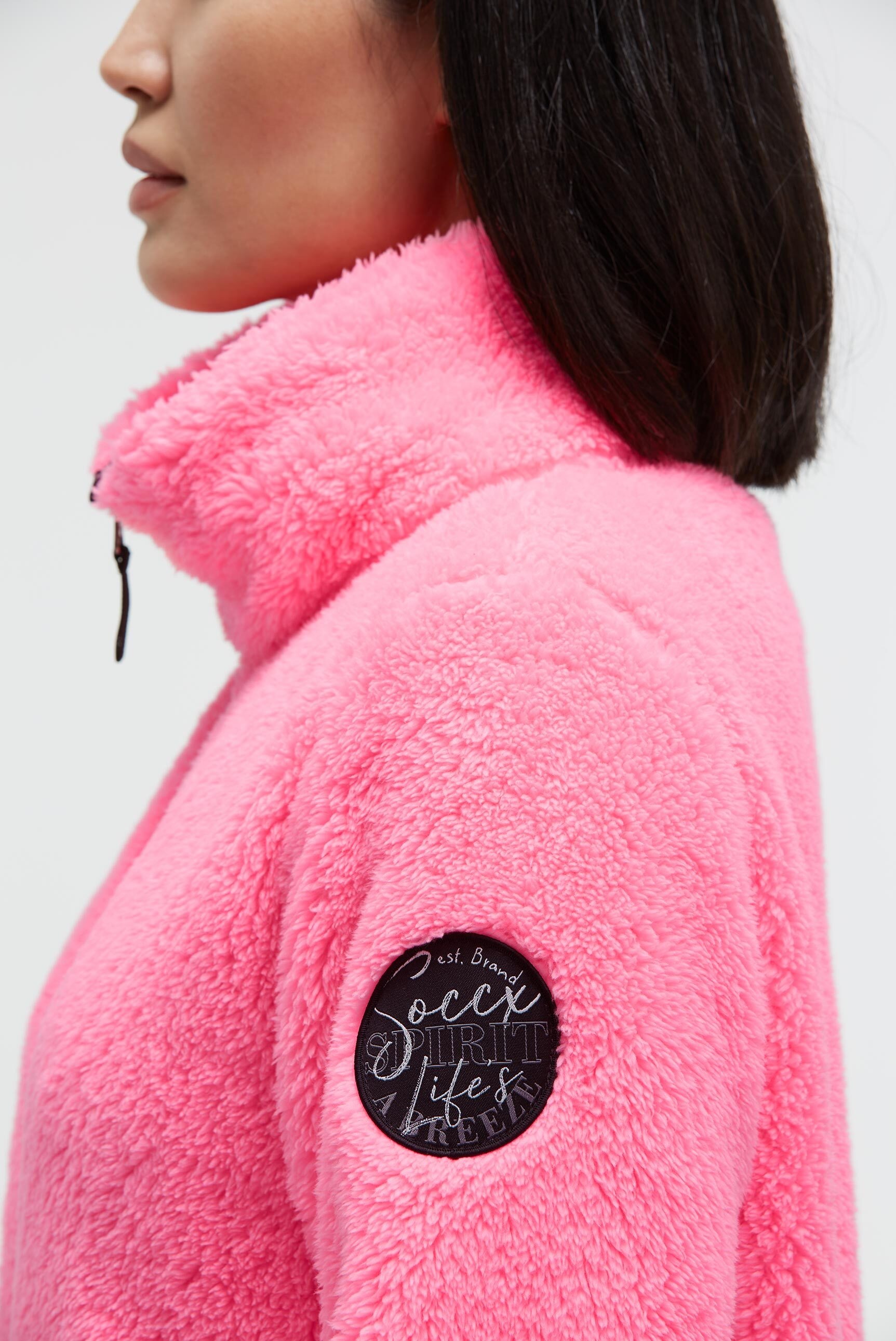 SOCCX Fleecejacke ohne Kapuze