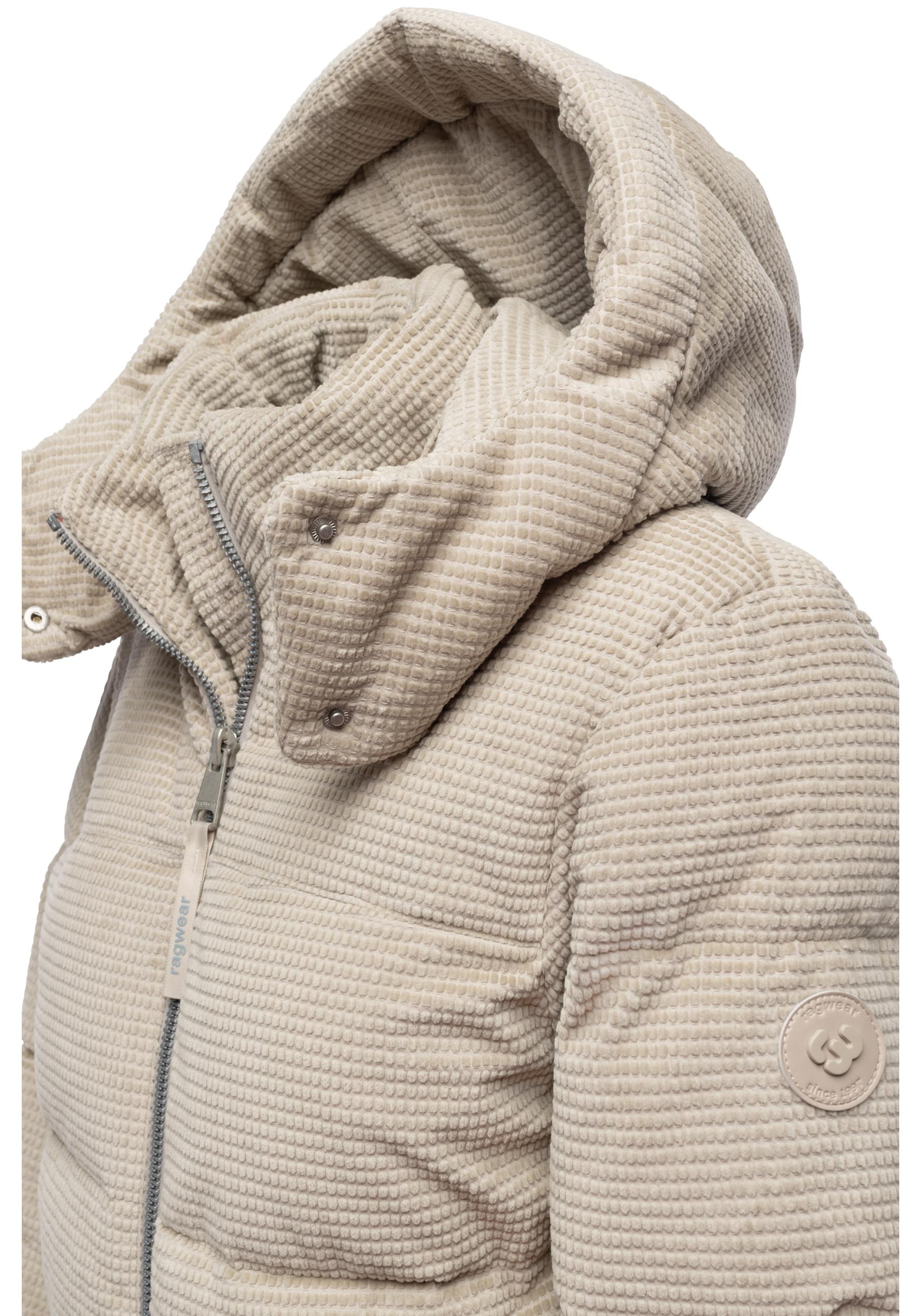 Ragwear Steppjacke »Roobie Cordy«, mit Kapuze, Wasserdichte Winterjacke aus Kord mit abnehmbarer Kapuze
