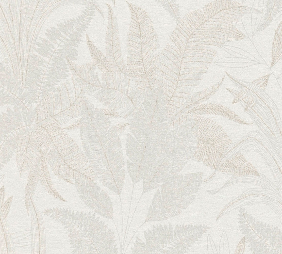 living walls Vliestapete »Stories of Life florale Tapete Blätter Creme Beige«, floral-botanisch-Wald, Metallic Vliestapete für Schlafzimmer Tapeten Wohnzimmer Schlafzimmer