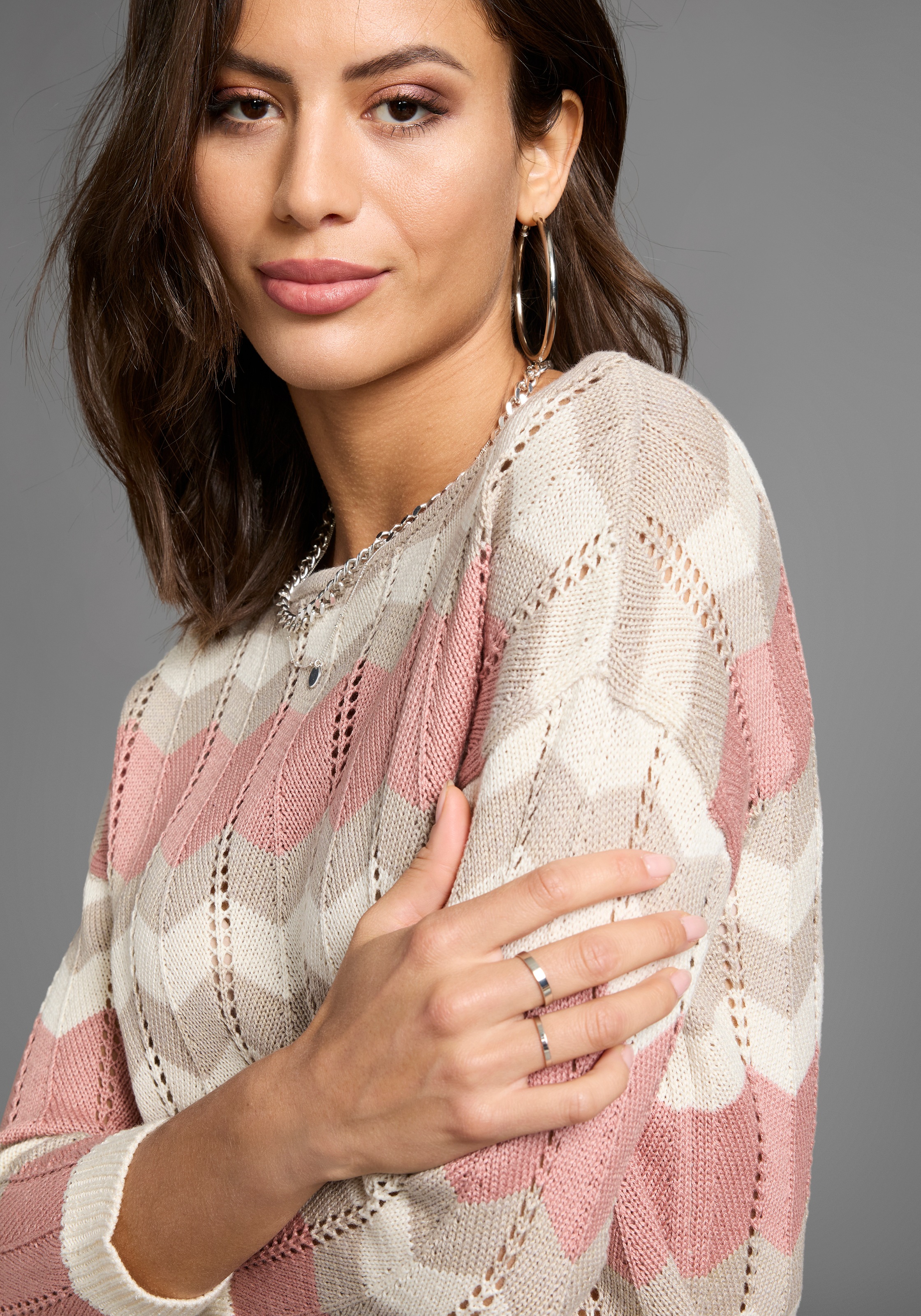Laura Scott Strickpullover, mit Ajourstrickmuster