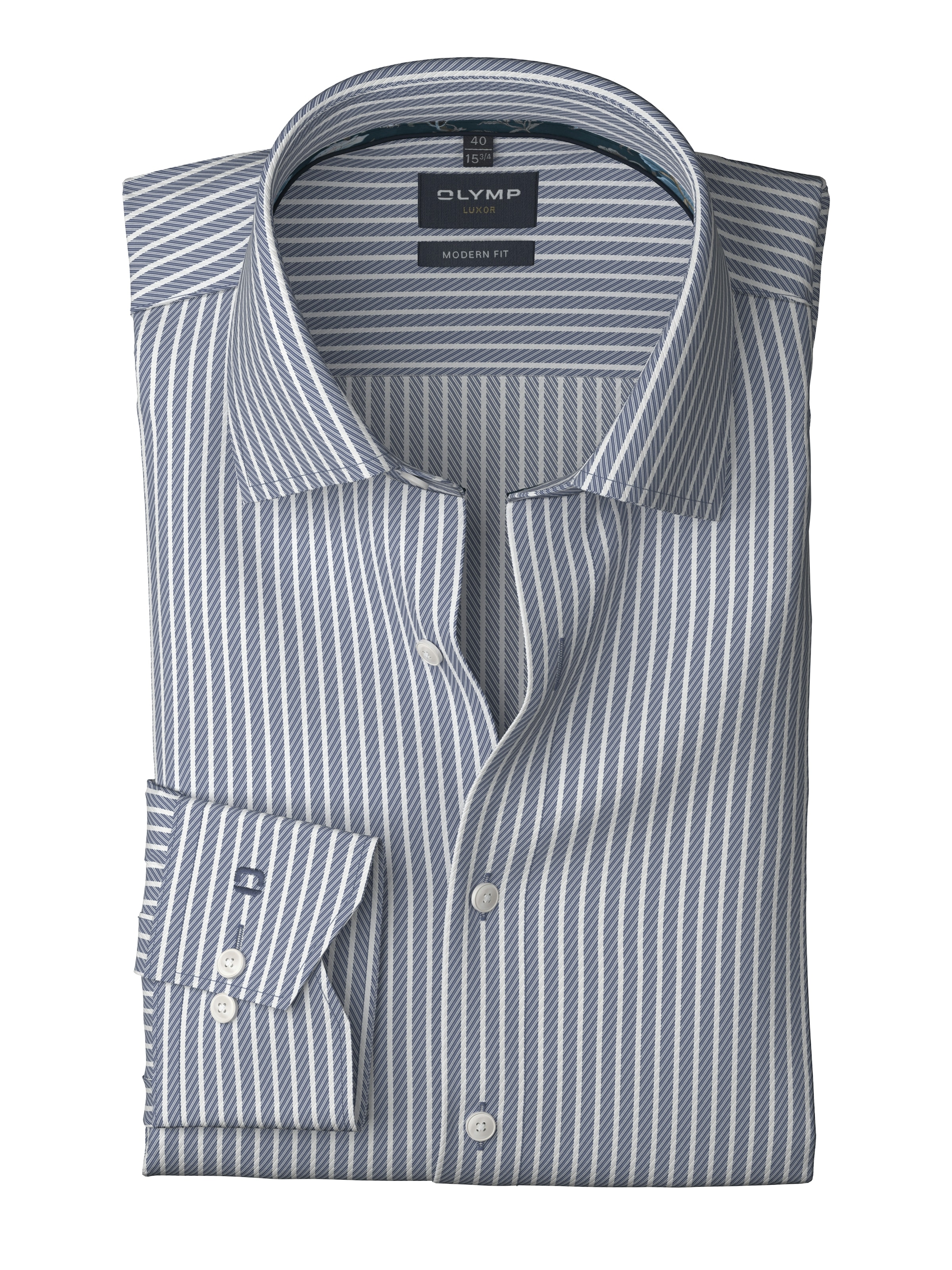 OLYMP Langarmhemd »Luxor modern fit«, modern fit, gestreift, Businesshemd, New Kentkragen