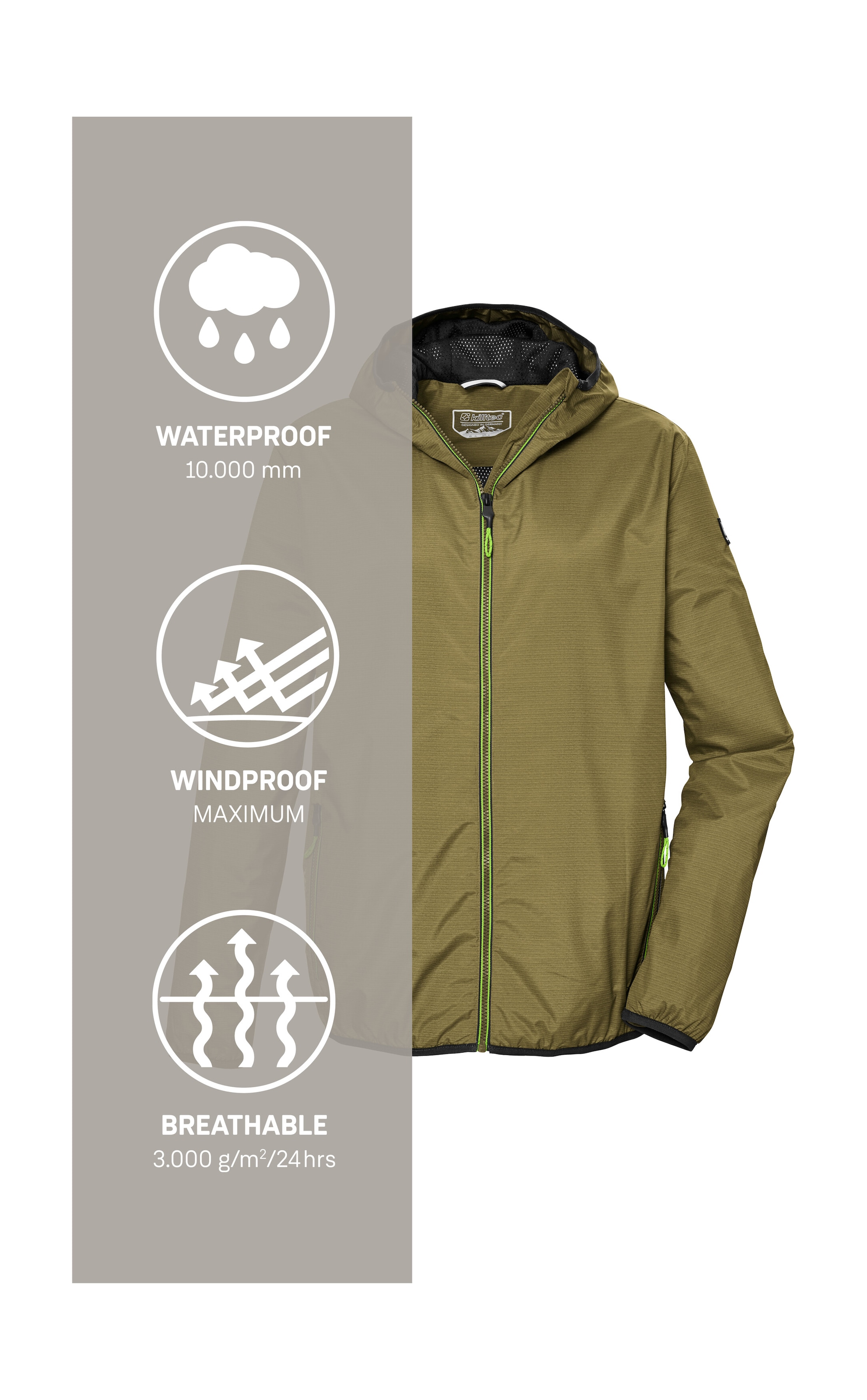 Killtec Outdoorjacke »KOS 112 MN JCKT«, Herren Funktionsjacke: leicht, wasser- und winddicht, atmungsaktiv