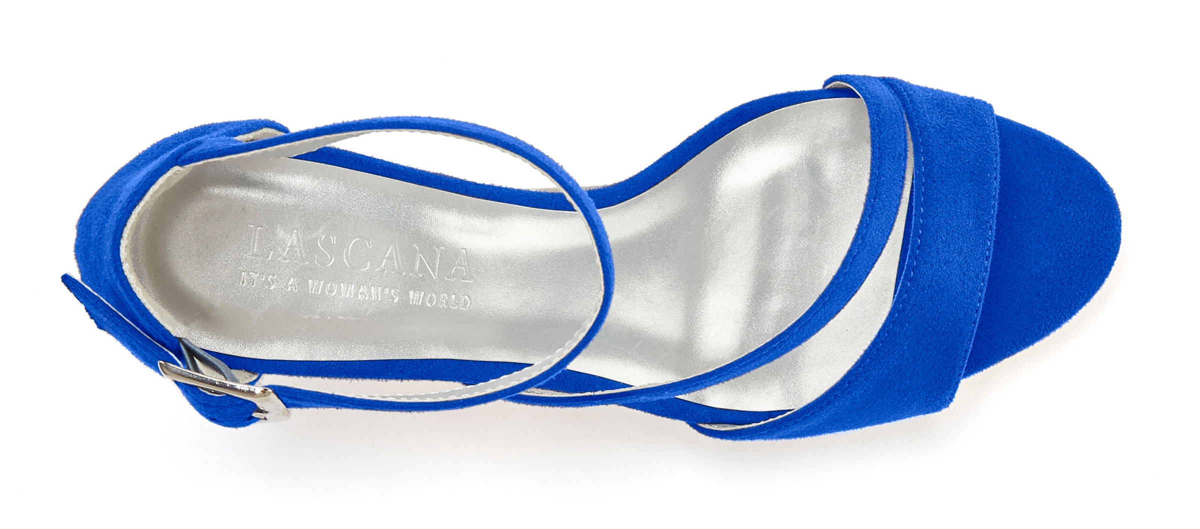 Sandalette LASCANA "Sommerschuh", Damen, Gr. 37, blau (royalblau), Obermaterial: 100% Textilmaterial. Decksohle: 100% Lederimitat. Futter: 100% Lederimitat. Laufsohle: 100% Synthetik, unifarben, Schuhe Sandalette, High-Heel-Sandalette,Riemchensandalette,S 3