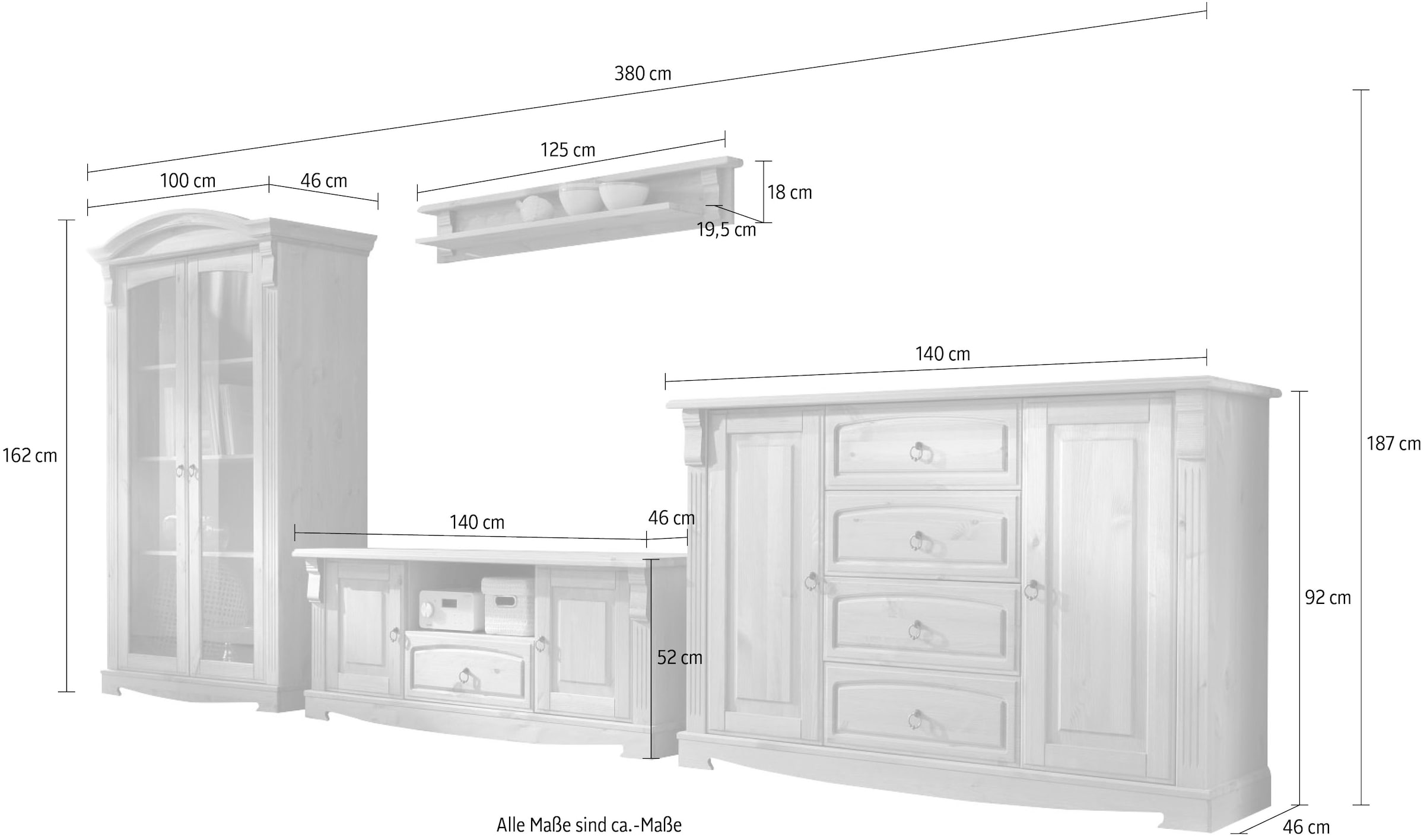 Home affaire Wohnwand »Anna«, (Set, 4 St.)