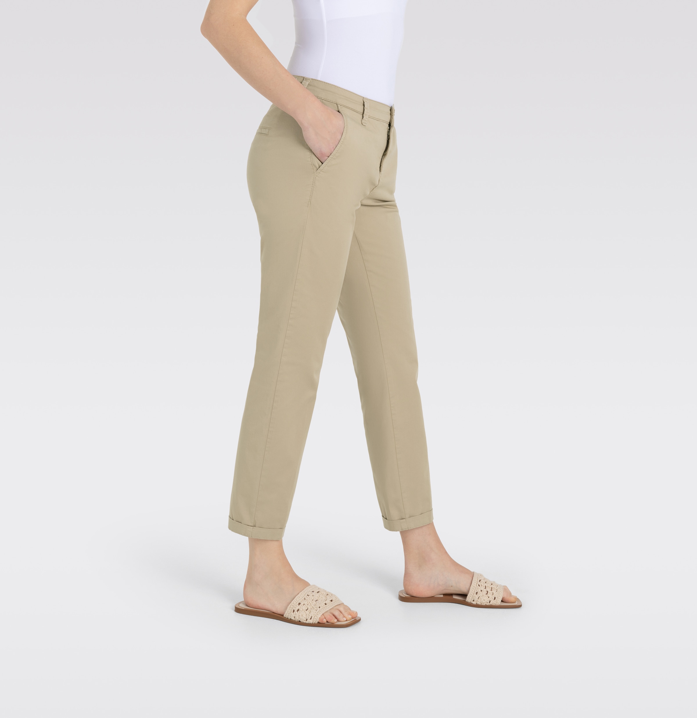 MAC Chinohose »CHINO turn up«, mit dezentem Glanz, elegant und sportiv zugleich