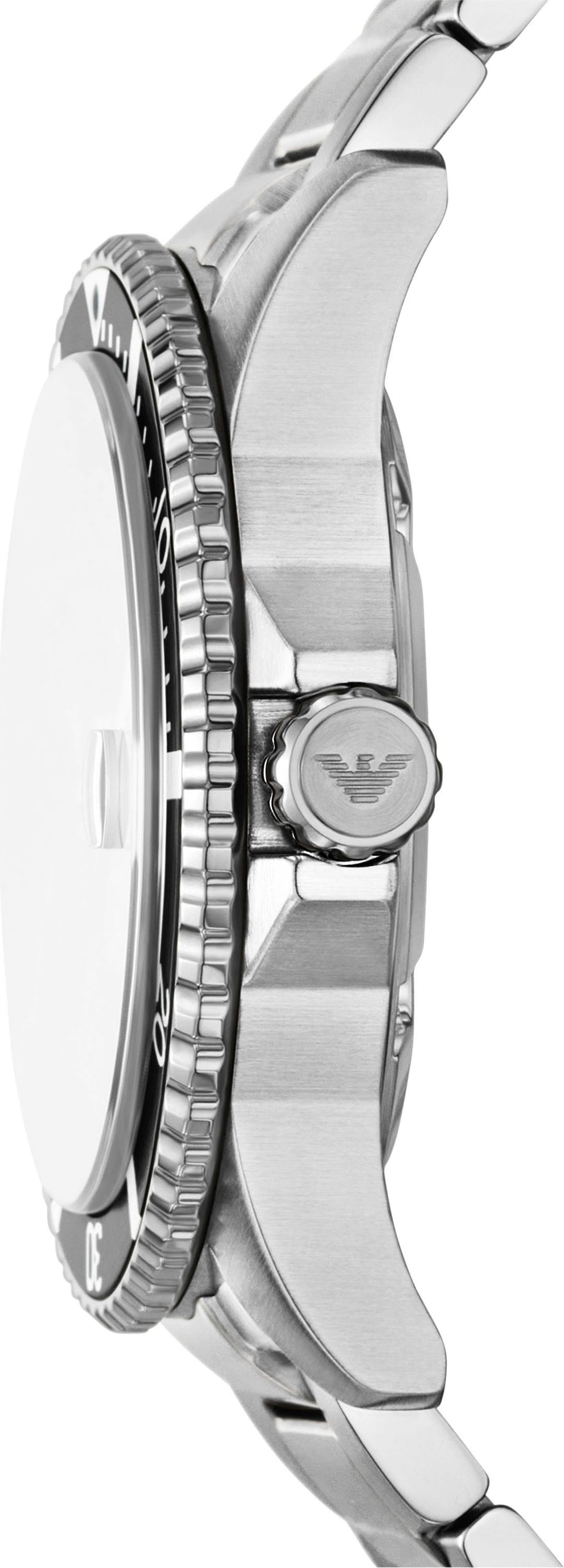 Emporio Armani Quarzuhr, Armbanduhr, Herrenuhr, Edelstahlarmband, analog, Tag