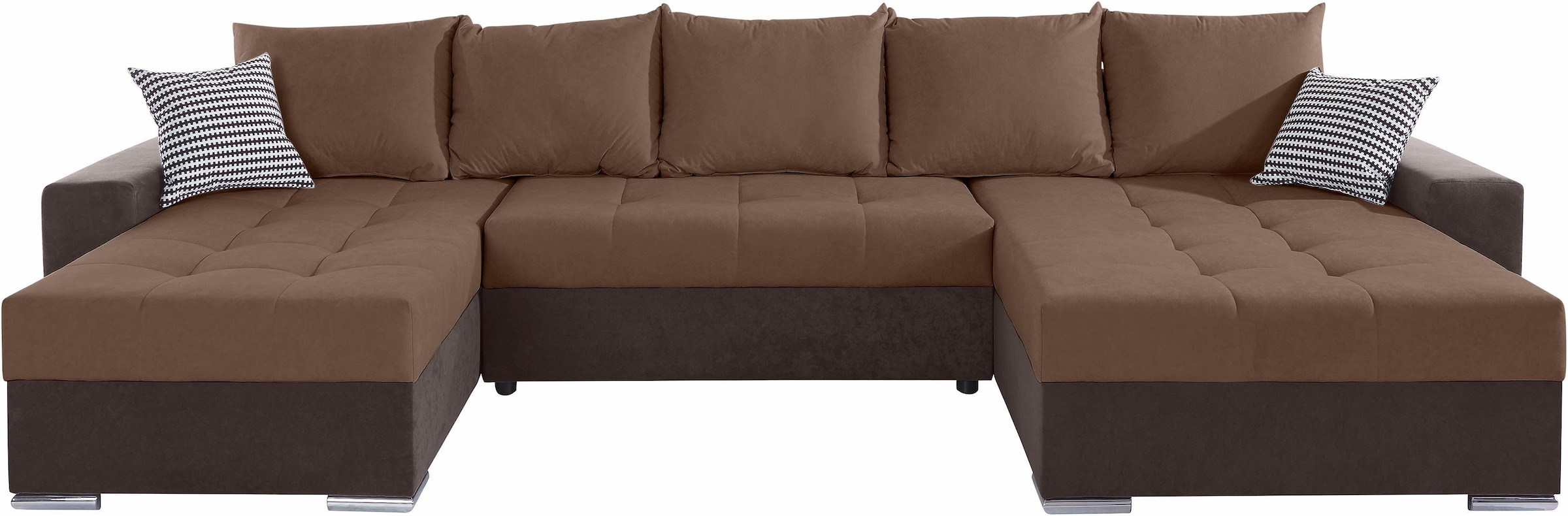 COLLECTION AB Wohnlandschaft »XXL-Josy U-Form, Breite 333 cm, mit 2 Recamieren 77 & 97 cm«, inkl. Bettfunktion, Bettkasten, mit 5 gleich großen Rückenkissen