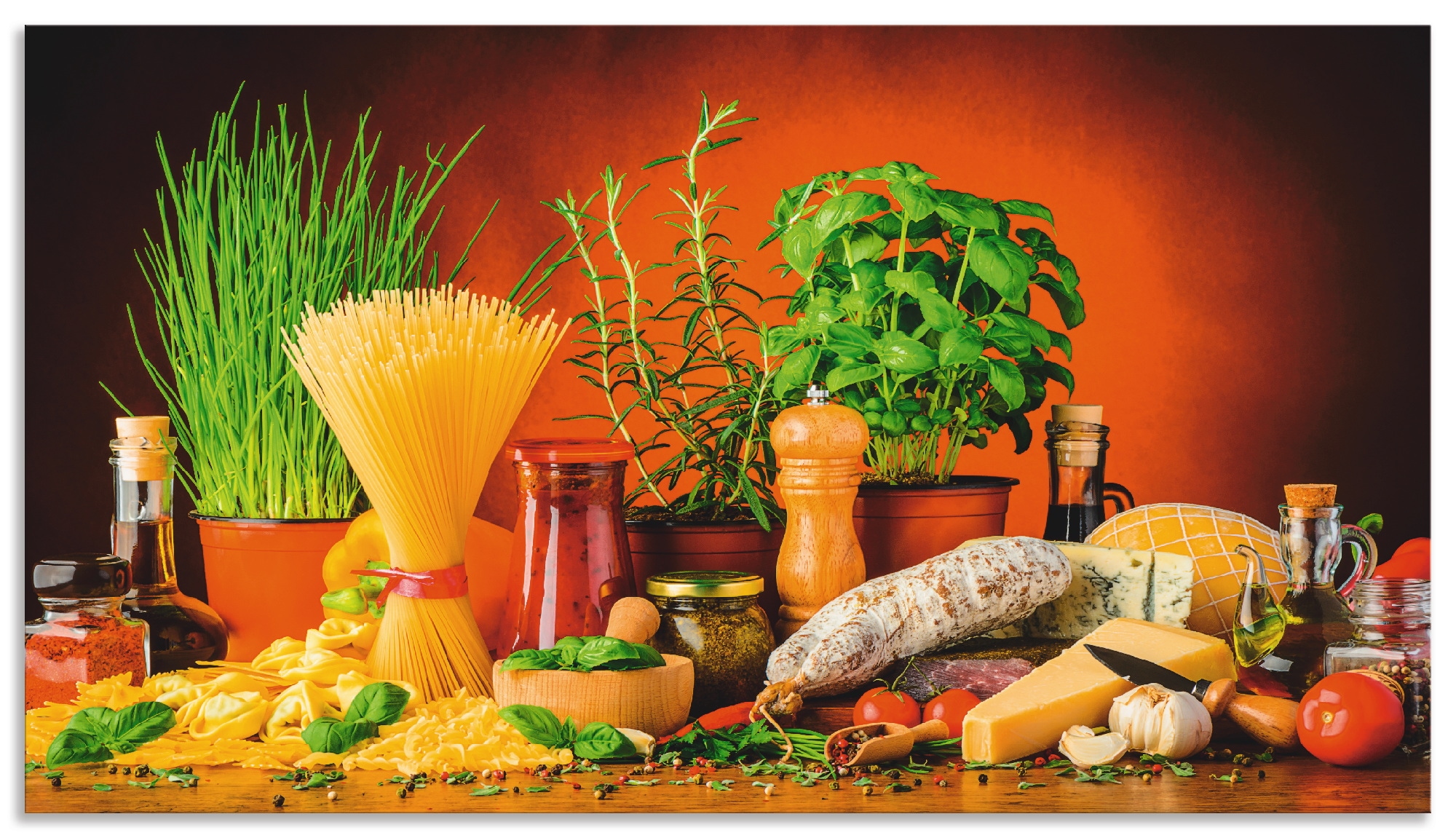 Artland Küchenrückwand "Mediterranes und italienisches Essen" Alu Spritzsch günstig online kaufen