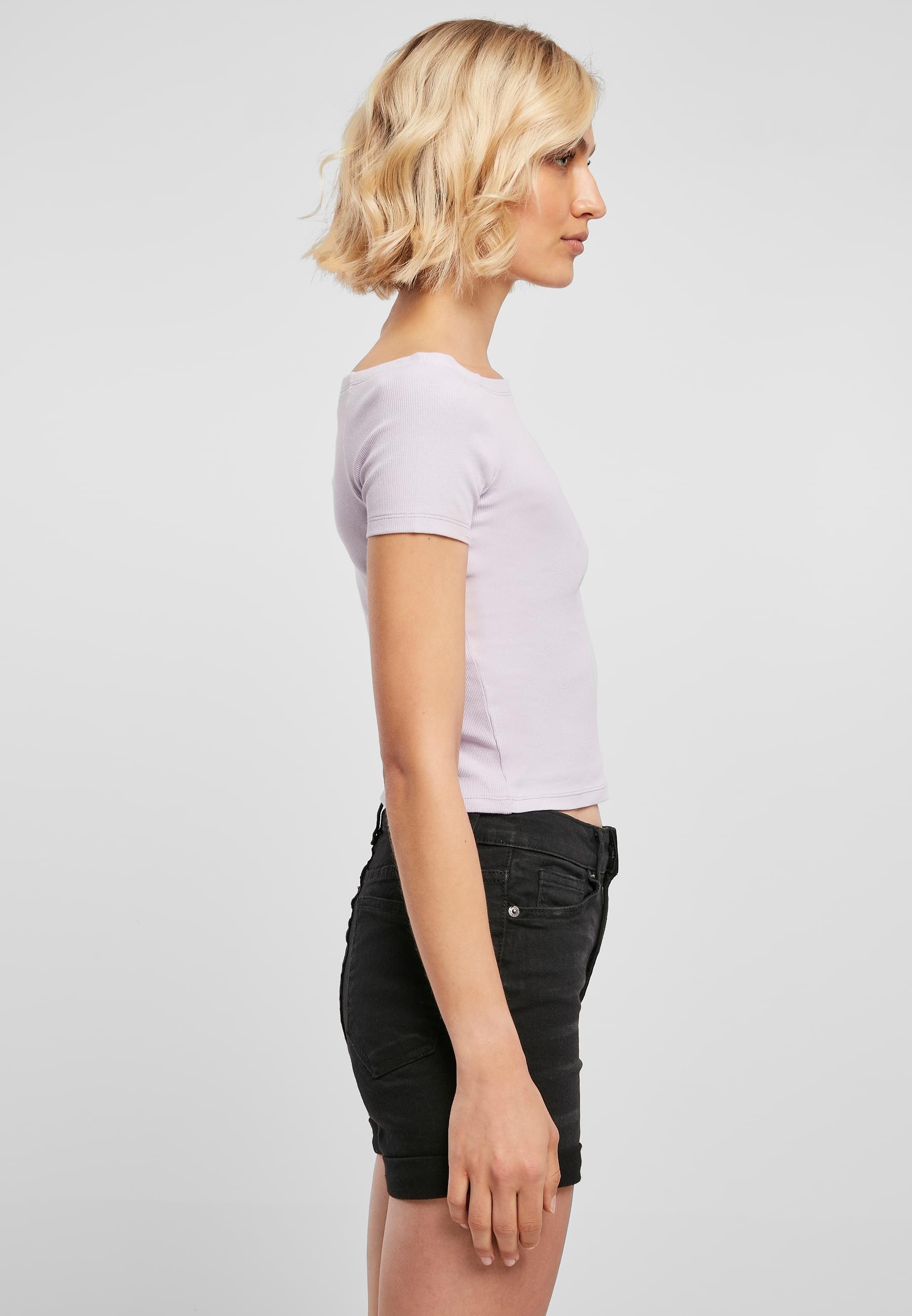 URBAN CLASSICS T-Shirt »Urban Classics Damen Ladies Off Shoulder Rib Tee«, (1 tlg.)