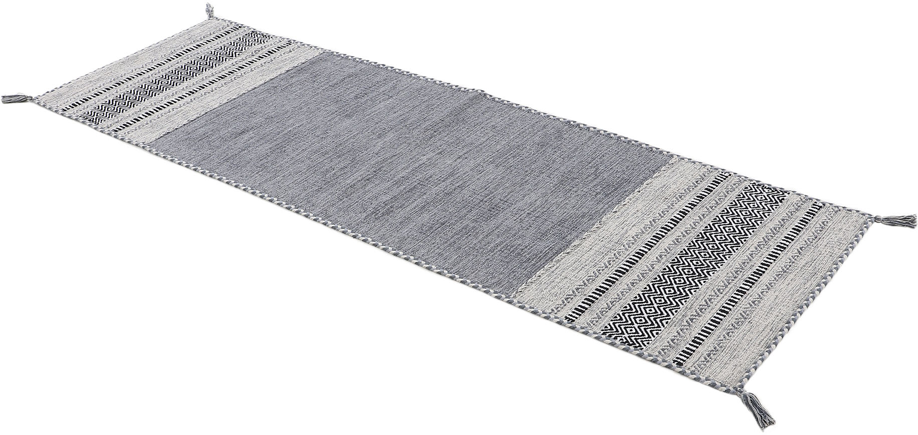 Thumbnail - carpetfine Teppich "Kelim Azizi", rechteckig, 5 mm Höhe, Baumwolle, Wendeteppich mit Fransen, Wohnzimmer
