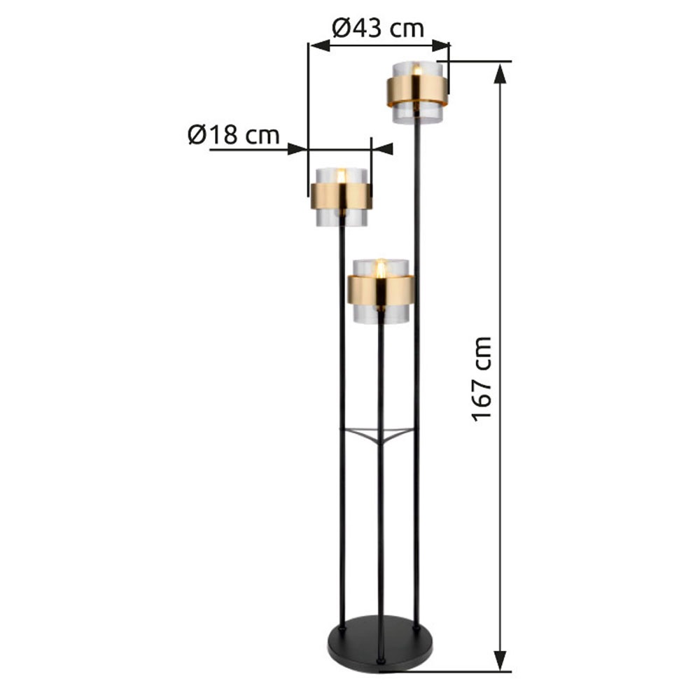 GLOBO LIGHTING Stehlampe »MILLEY«, Leuchtmittel E27 | ohne Leuchtmittel, Stehleuchte/Glas/Messingring/Wohnzimmer/Schlafzimmer/Flur