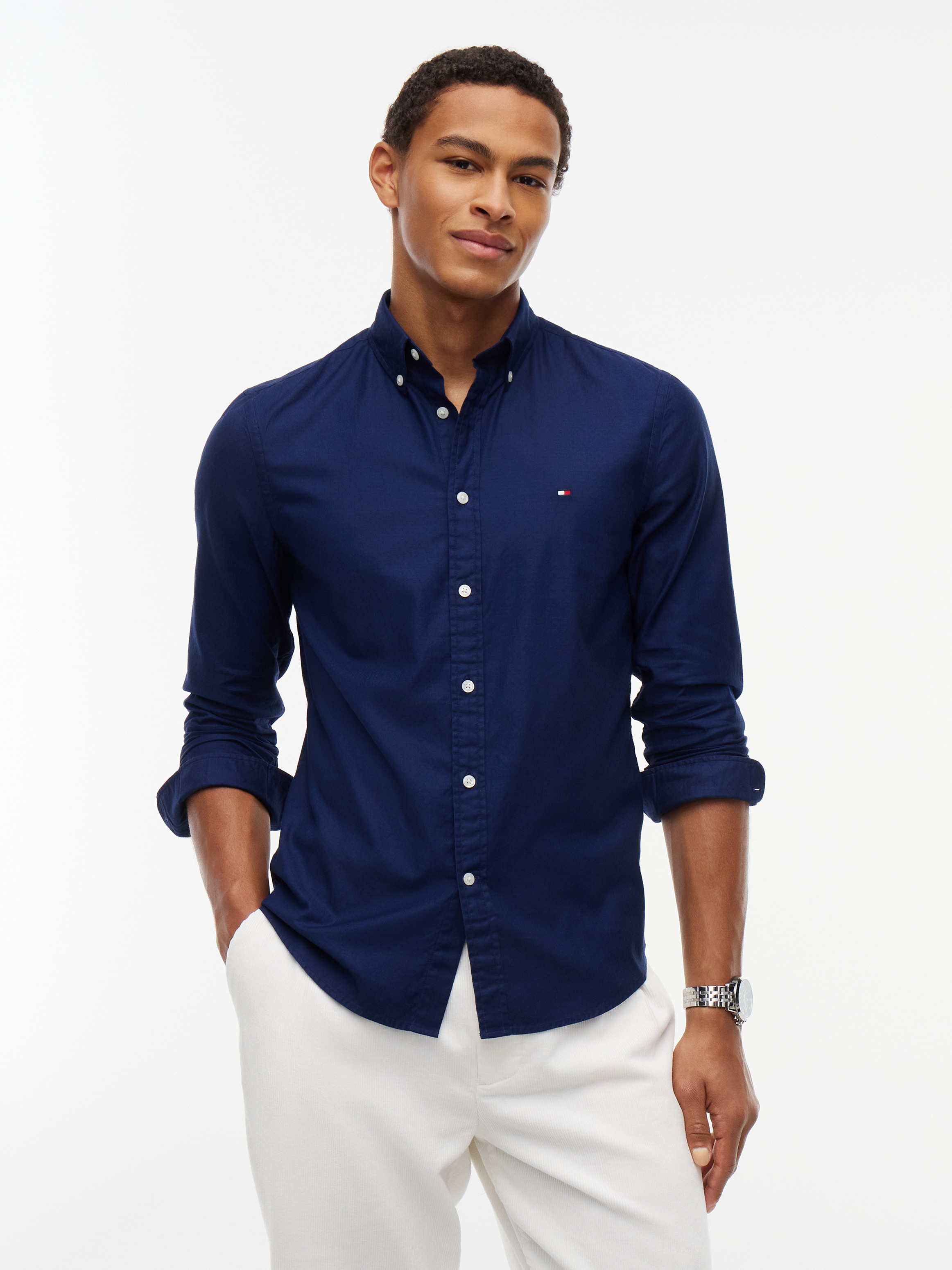 Tommy Hilfiger Langarmhemd »FLEX DOBBY SLIM FIT« Slim Fit Dobby Structure