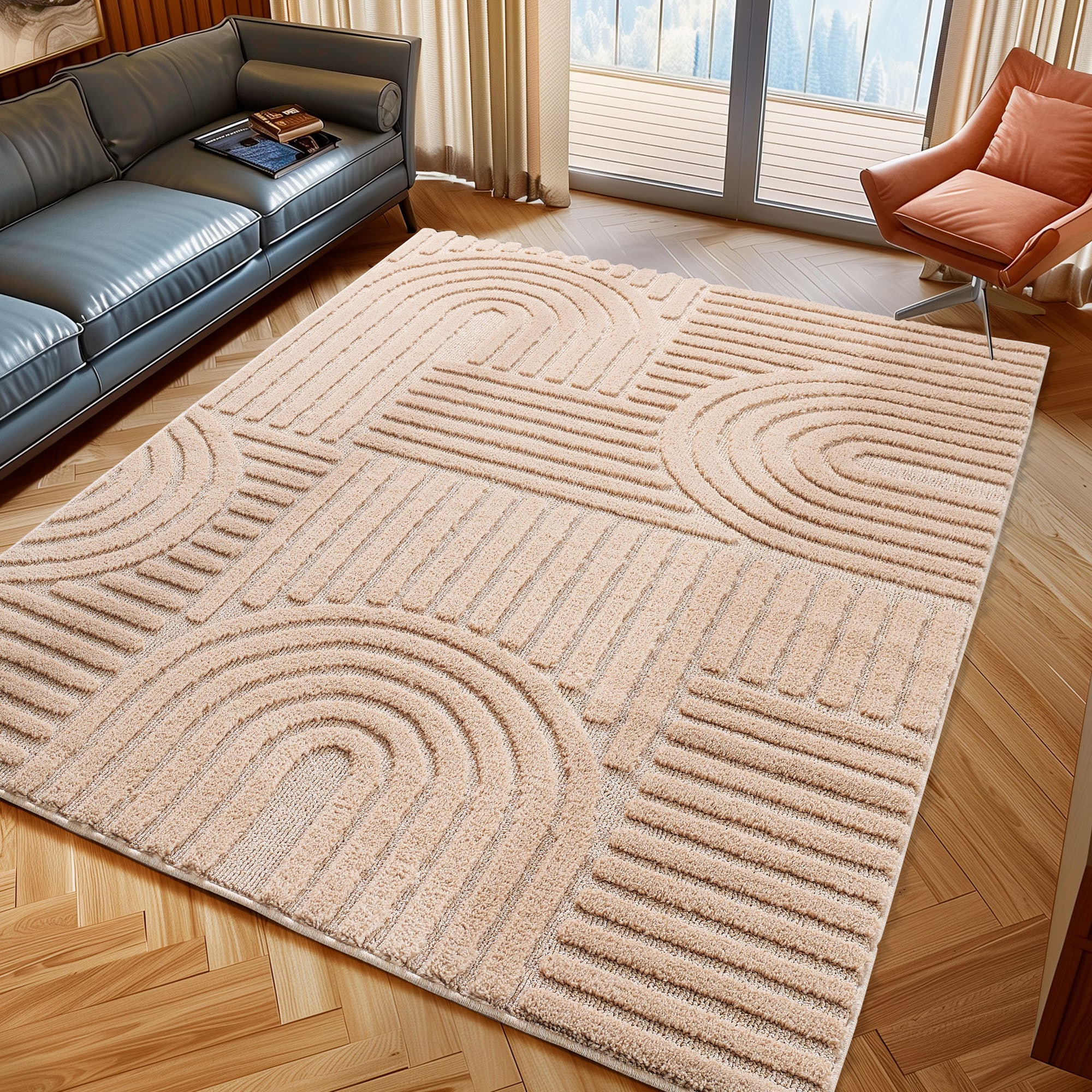Ayyildiz Teppiche Teppich "ART 1121, auch als Läufer und in Rund erhältlich" rechteckig 20 mm Höhe Boho Design, 3D Optik, Struktur Hoch Tief, skandinavisch, Wohnzimmer