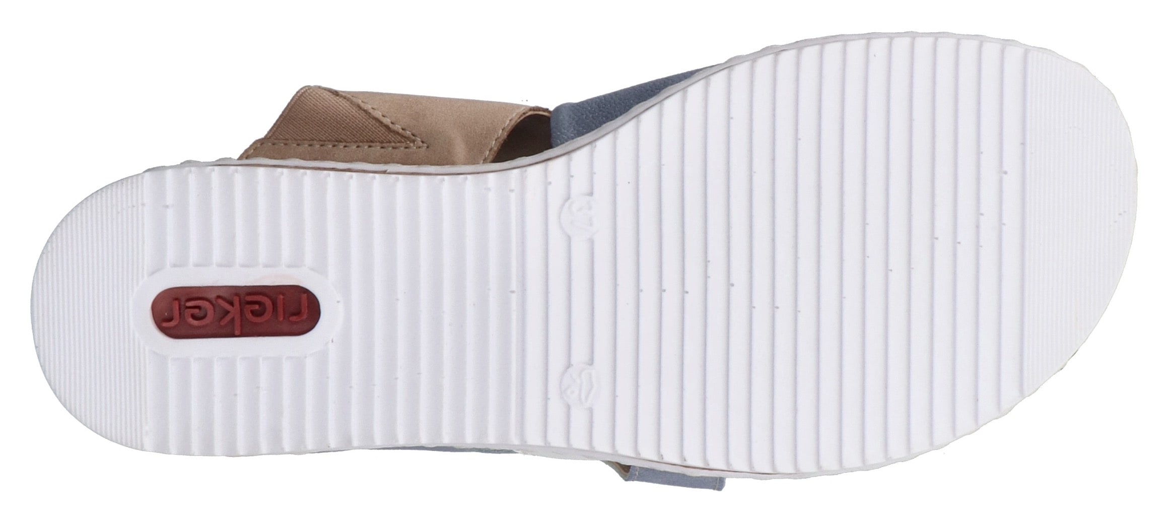 Rieker Pantolette, Sommerschuh, Hausschuh, Strandschuh, Urlaubschuh mit Stretcheinsatz