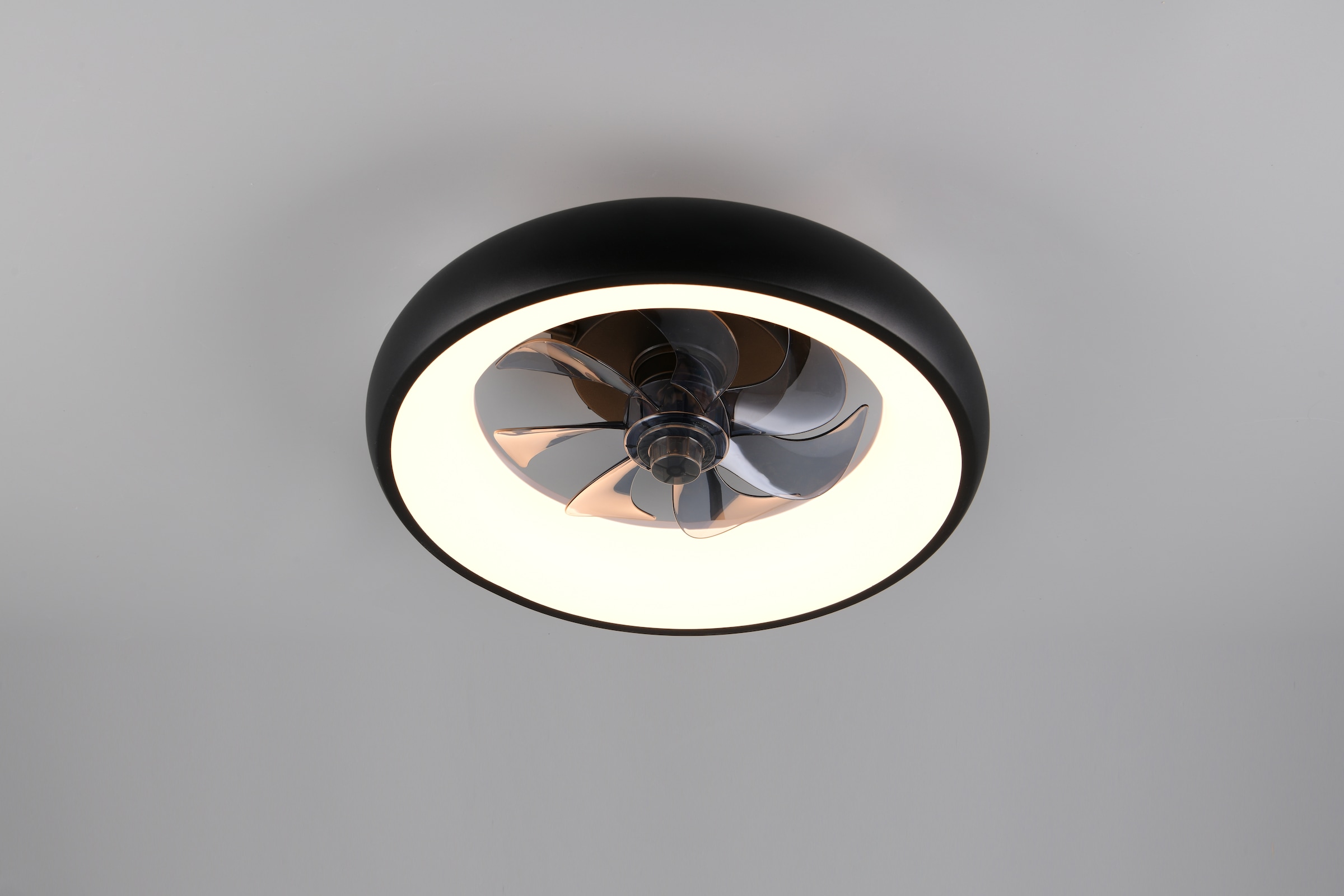 REALITY Leuchten LED Deckenleuchte »MUONIO mit Ventilator, Deckenventilator mit Licht, 20W LED CCT Ø 40cm« LED-Board 1 Stk. Farbwechsler | warmweiß - kaltweiß Fernbedienung 3 Geschwindigkeiten Timer Vor- & Rücklauf dimmbar