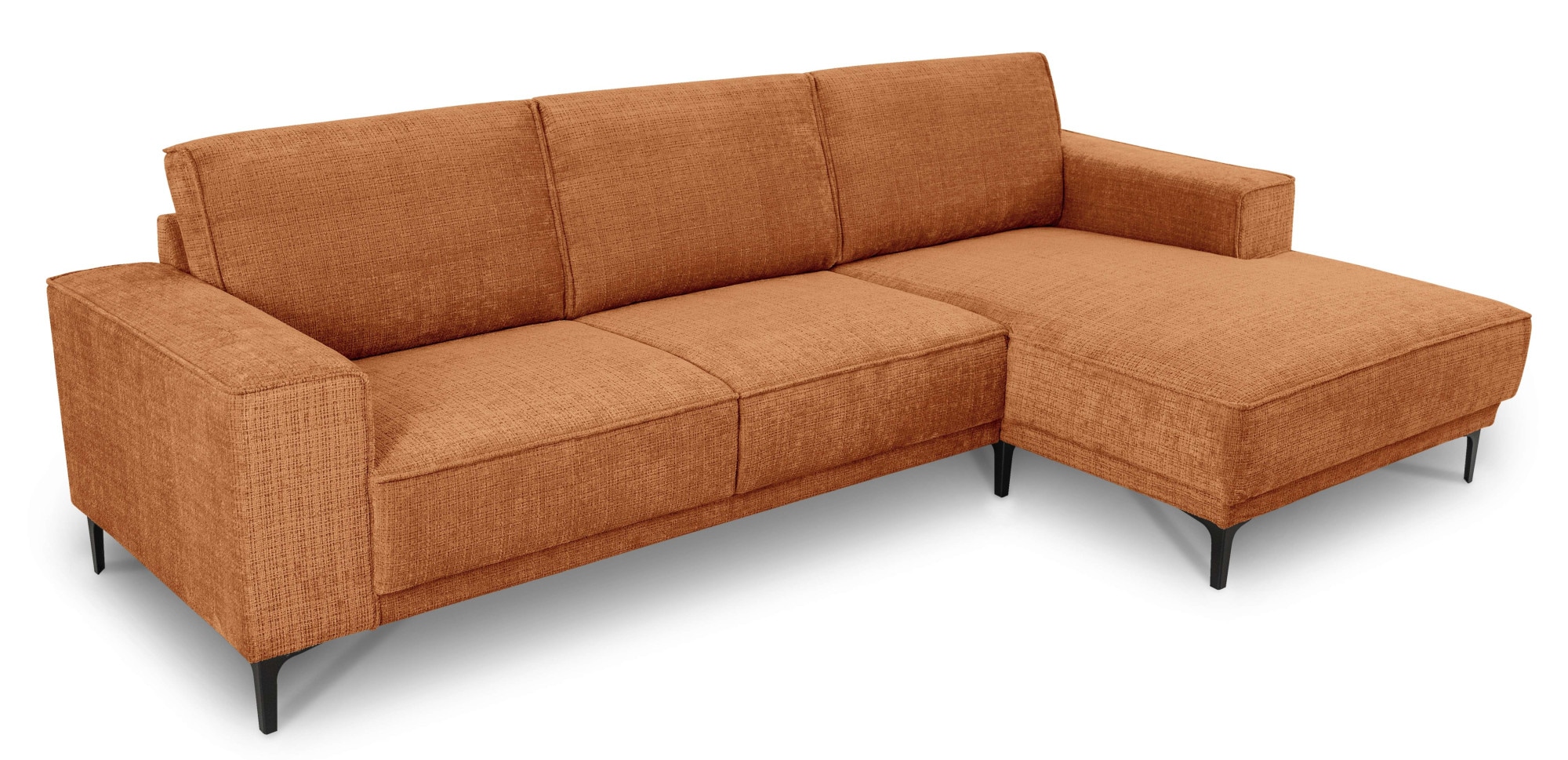 Places of Style Ecksofa »Polsterecke Oland, Struktur, Flachgewebe, Luxus-Microfaser, Boucle«, L-Form, 280 cm, Wellenunterfederung, Skandi-Design, Metallfüße