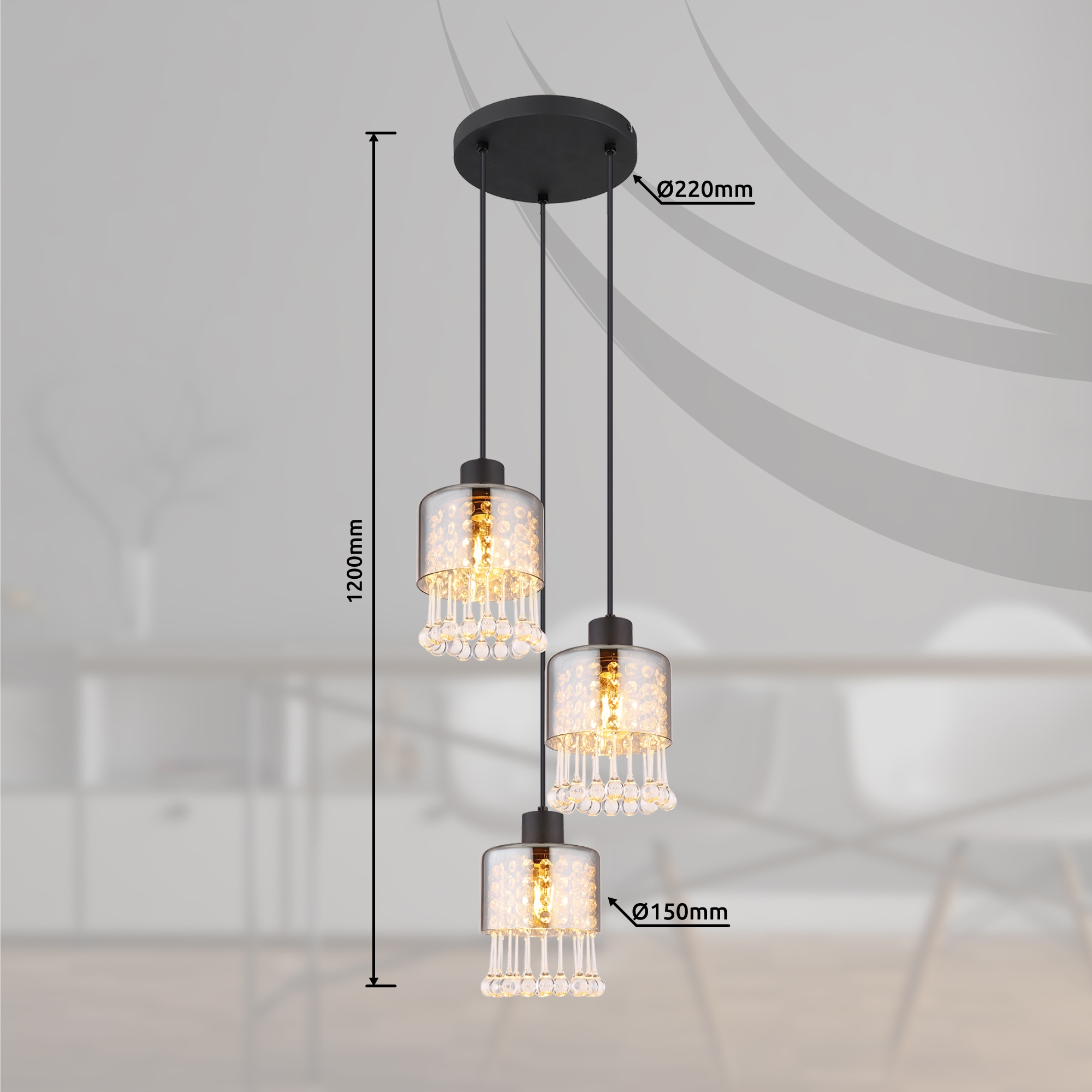 GLOBO LIGHTING Hängeleuchte »HENDRY« E27 1 Stk. Hängelampe Esszimmer-Leuchte Esstischleuchte Wohnzimmer