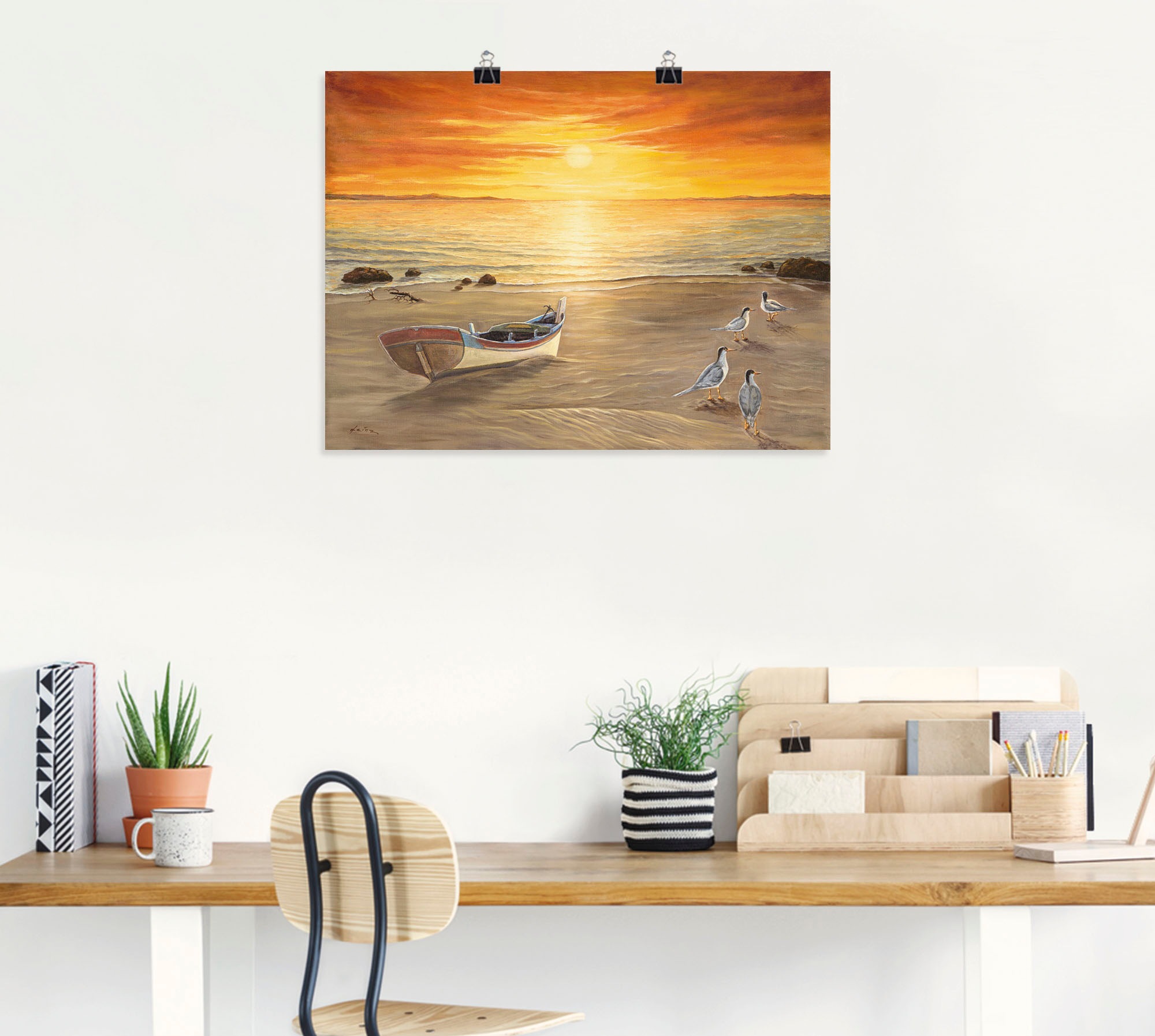 Artland Wandbild "Möwen" Sonnenaufgang & -untergang 1 Stk. tlg. als Alubild günstig online kaufen