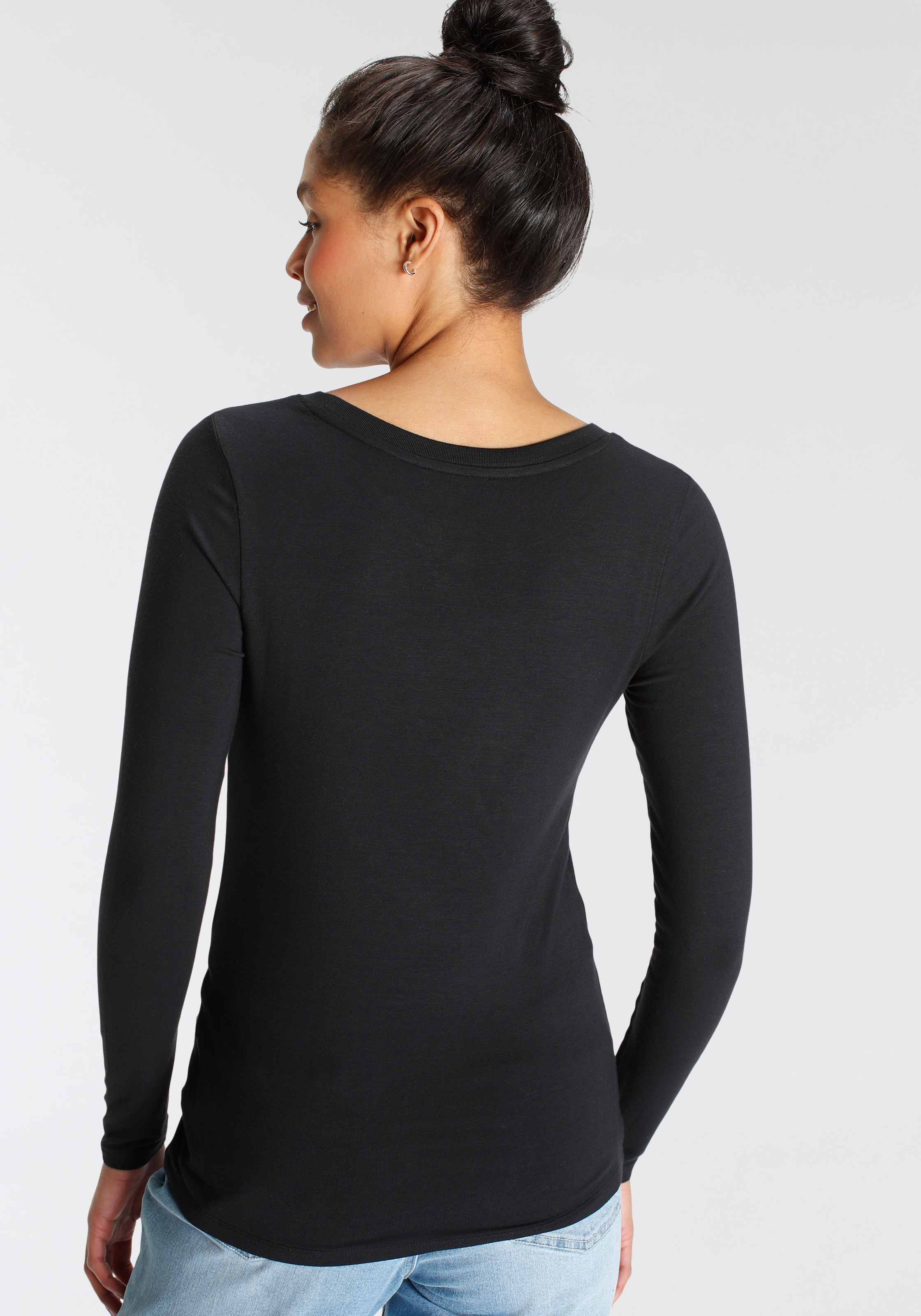 Tamaris Langarmshirt, langärmliges Basicshirt mit Rundhalsausschnitt günstig online kaufen