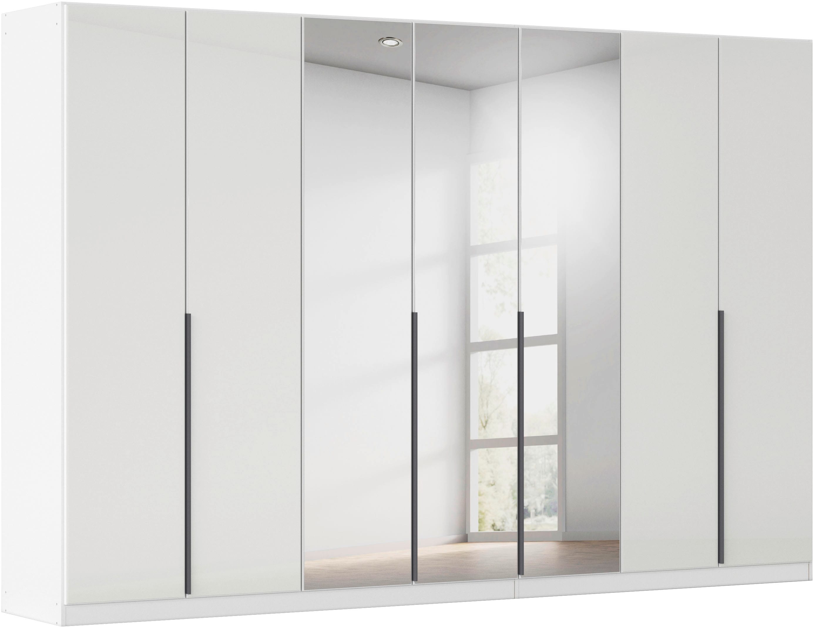 OTTO home Drehtürenschrank "Kleiderschrank Schrank Garderobe AGORDO mit Glasfront und Spiegel" in zwei Griff-Farben, Breiten 91-405 cm, durchdachte Innenausstattung, in 8 Breiten und 2 Höhen MADE IN GERMANY