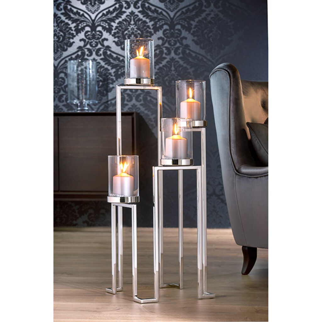 Fink Kerzenhalter »GRANT, Weihnachtsdeko«, (1 St.), aus Edelstahl und Glas, 4-flammig, Adventsleuchter