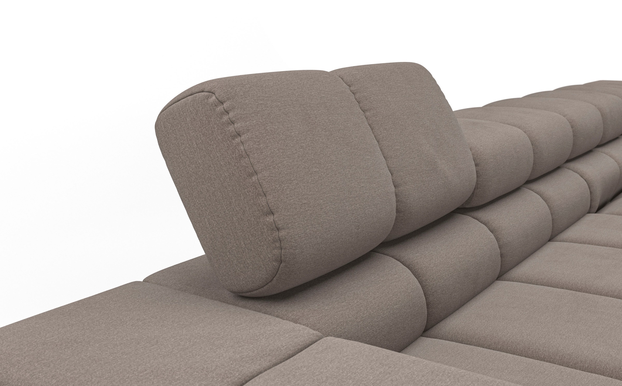 INOSIGN Ecksofa »Ancona New, wahlweise motorische Sitztiefenverstellung, auch in Cord«, feine Steppung, mit Kopfteilverstellung, 3 Zierkissen, L-Form