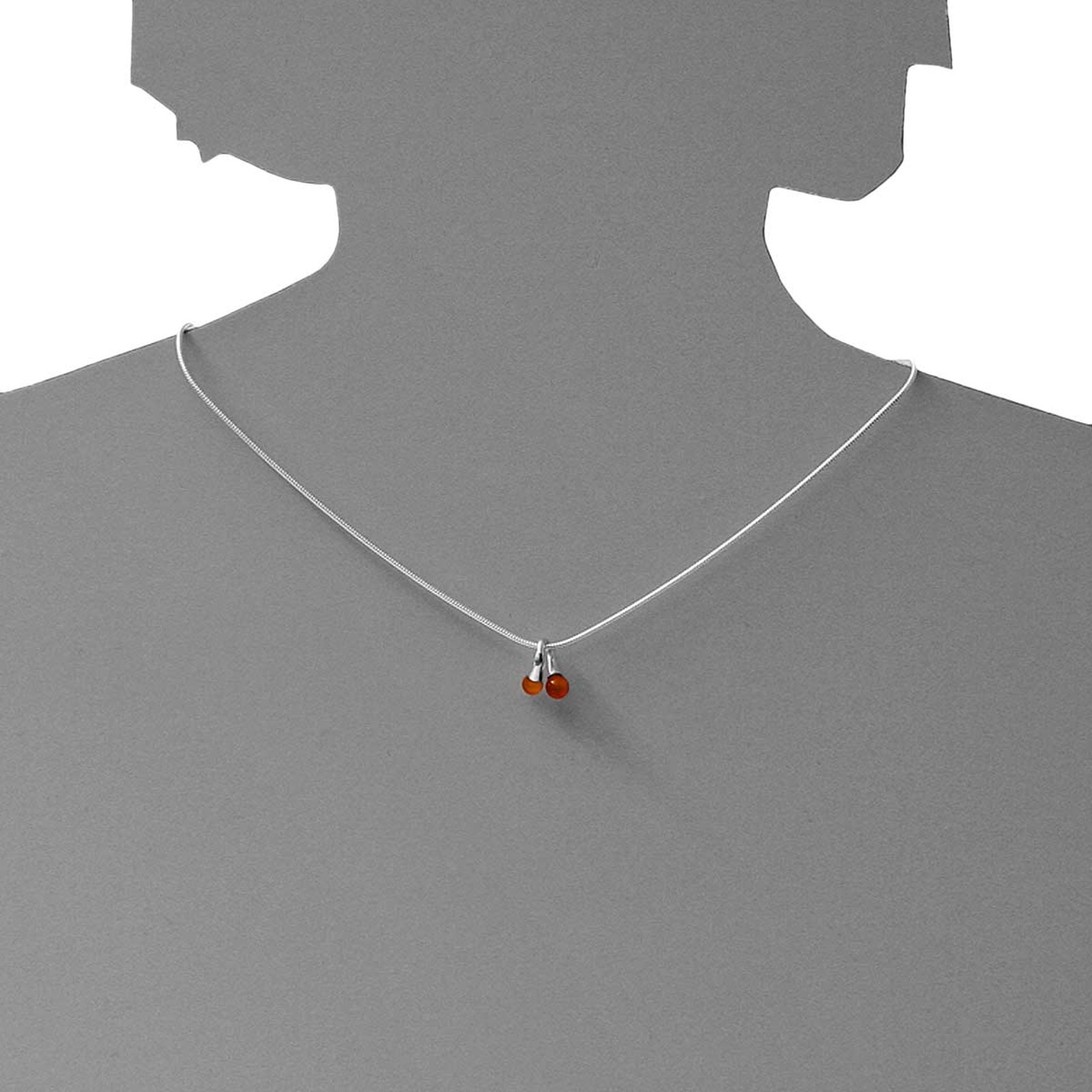 Kette mit Anhänger OSTSEE-SCHMUCK "- Doppelkelch - Silber 925/000 - Bernstein" Gr. 50, silber (silber 925, silberfarben, weiß), Schmuck_Sets, Damen, 50, Silber 925 (Sterlingsilber) 2