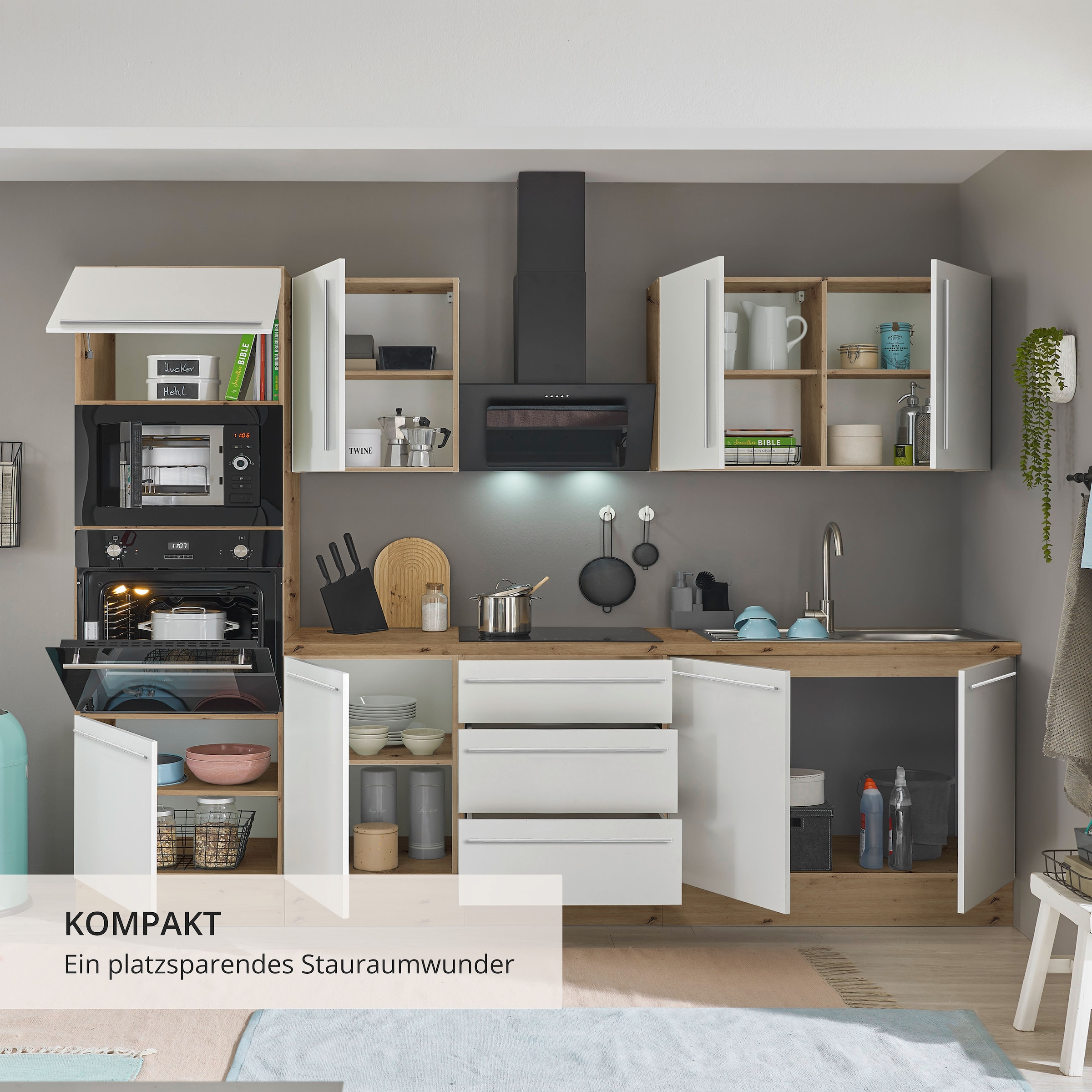 KOCHSTATION Küchenzeile »Florida« Breite 270 cm, wahlweise mit E-Geräten,Softclose für Türen/Schubkästen