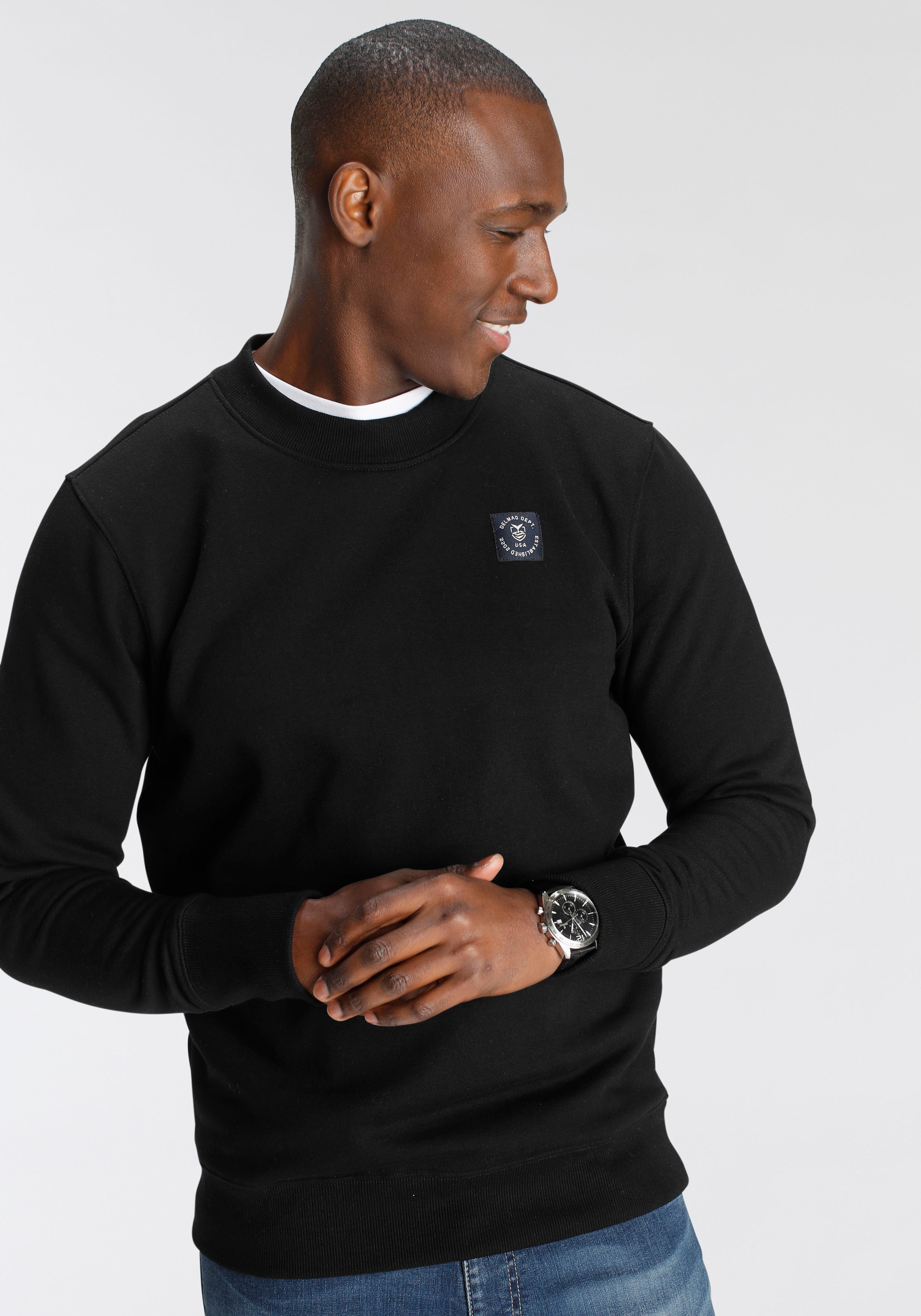 DELMAO Sweatshirt, Langarm, Regular Fit, unifarben, Basic-Stil günstig online kaufen