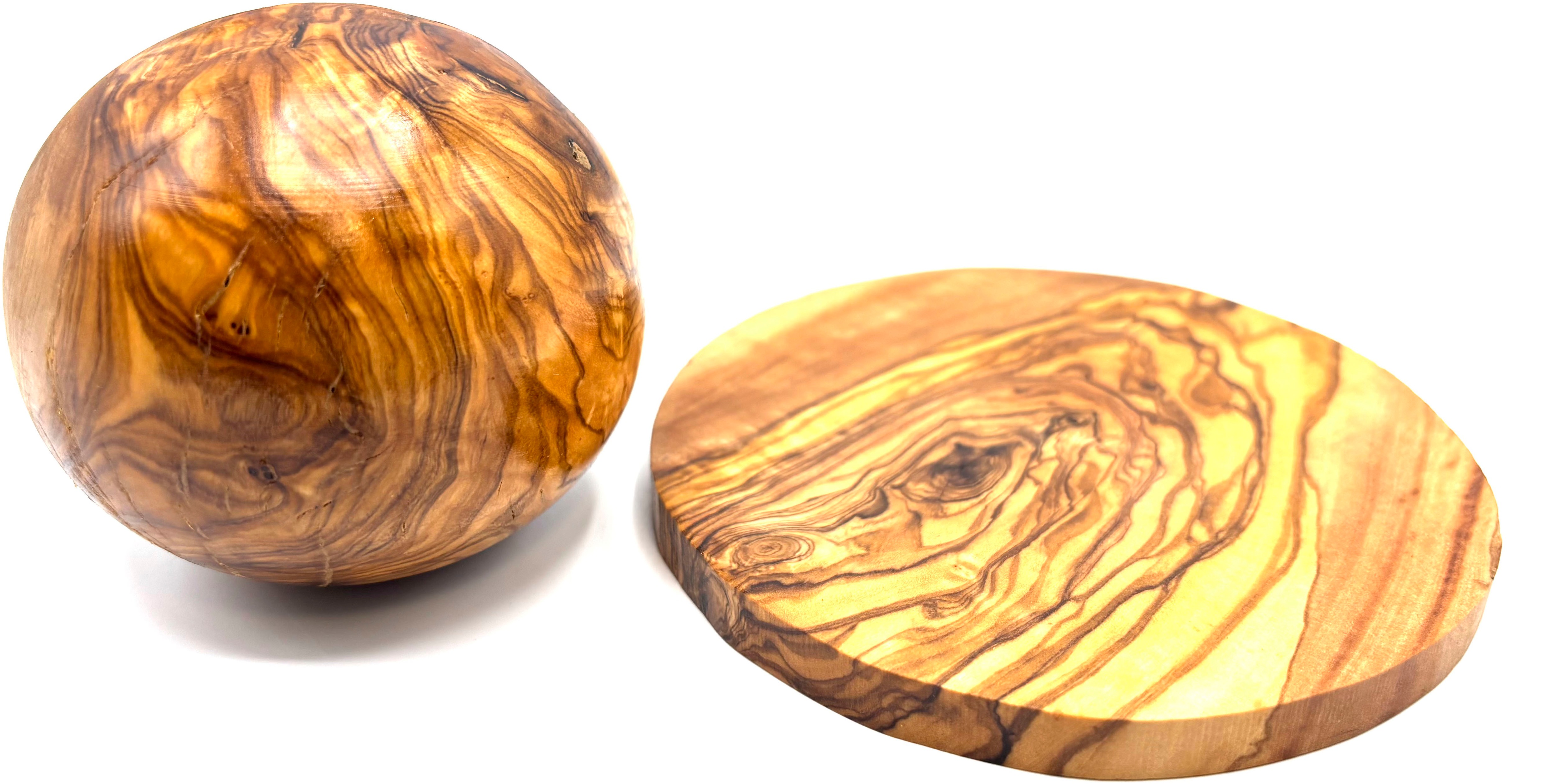 Thumbnail - Olivenholz-erleben 1 x Flaschenuntersetzer Ø 12 cm plus 1 x Kugel Ø 8 cm, antibakteriell