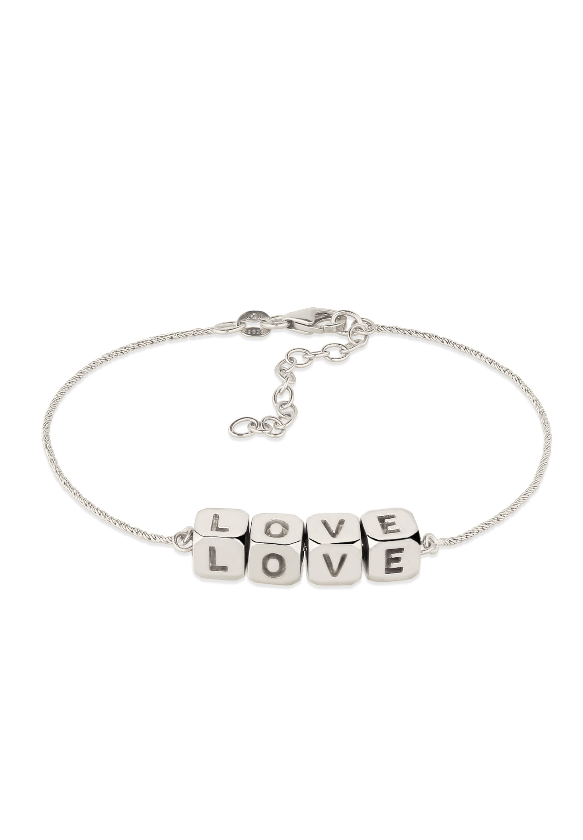 ELLI Damen Armkette "Armband Love Lettering 925 Sterling Silber", Silber 925 (Sterlingsilber), silber, Silber 925 (Sterlingsilber), Armbänder