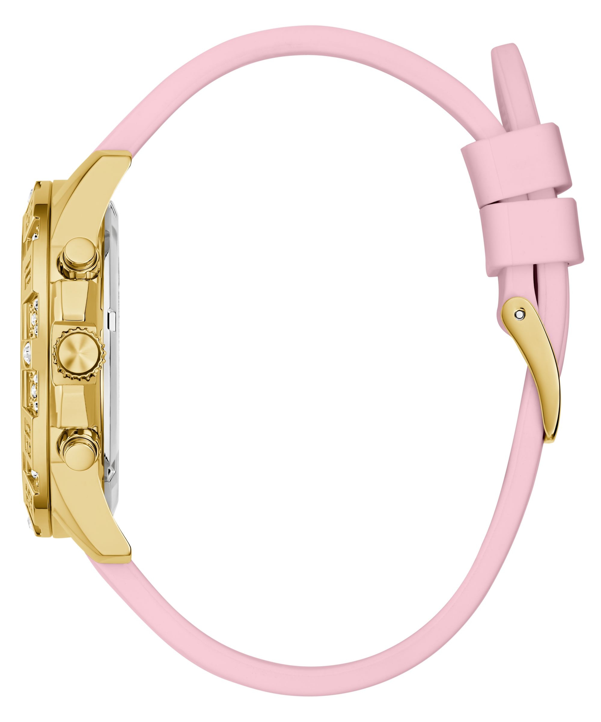 Guess Quarzuhr »GUESS-MAJESTY« Armbanduhr, Damenuhr, Silikonarmband, analog, Wochentag, Tag