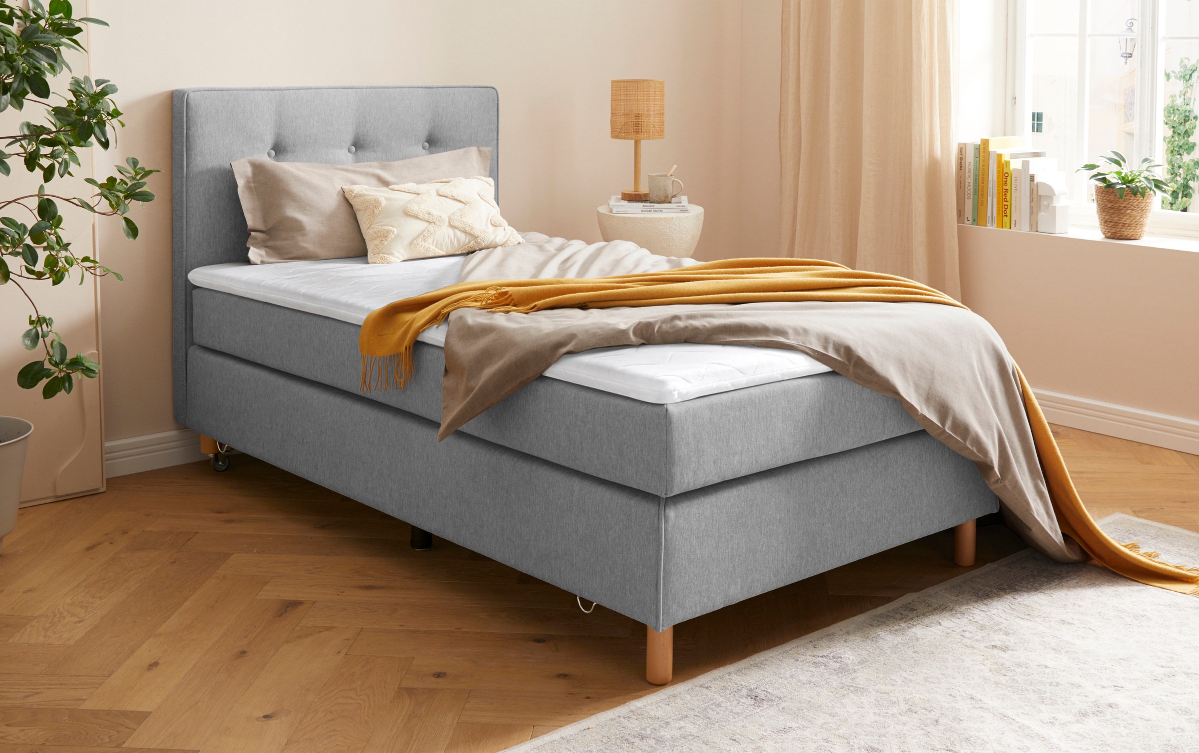 Home affaire Boxspringbett »Heimatblick 100x200cm beliebig erweiterbar zu Doppel- und Familienbett«, Einzelbett, Hotelbett erhältlich in H2,H3 & H4
