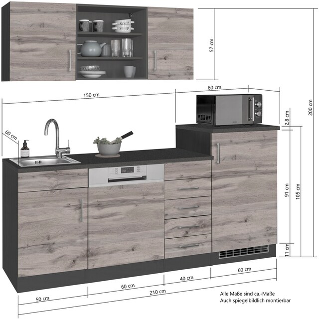 HELD MÖBEL Küche »Mali«, Breite 210 cm, mit E-Geräten kaufen | BAUR