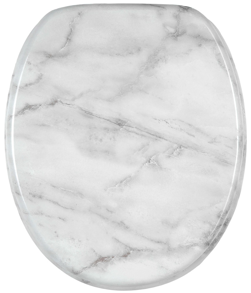 WC-Sitz SANILO, B:37,7cm L:47cmgrau, MDF - Mitteldichte Holzfaserplatte, WC-Sitze, "Marmor"