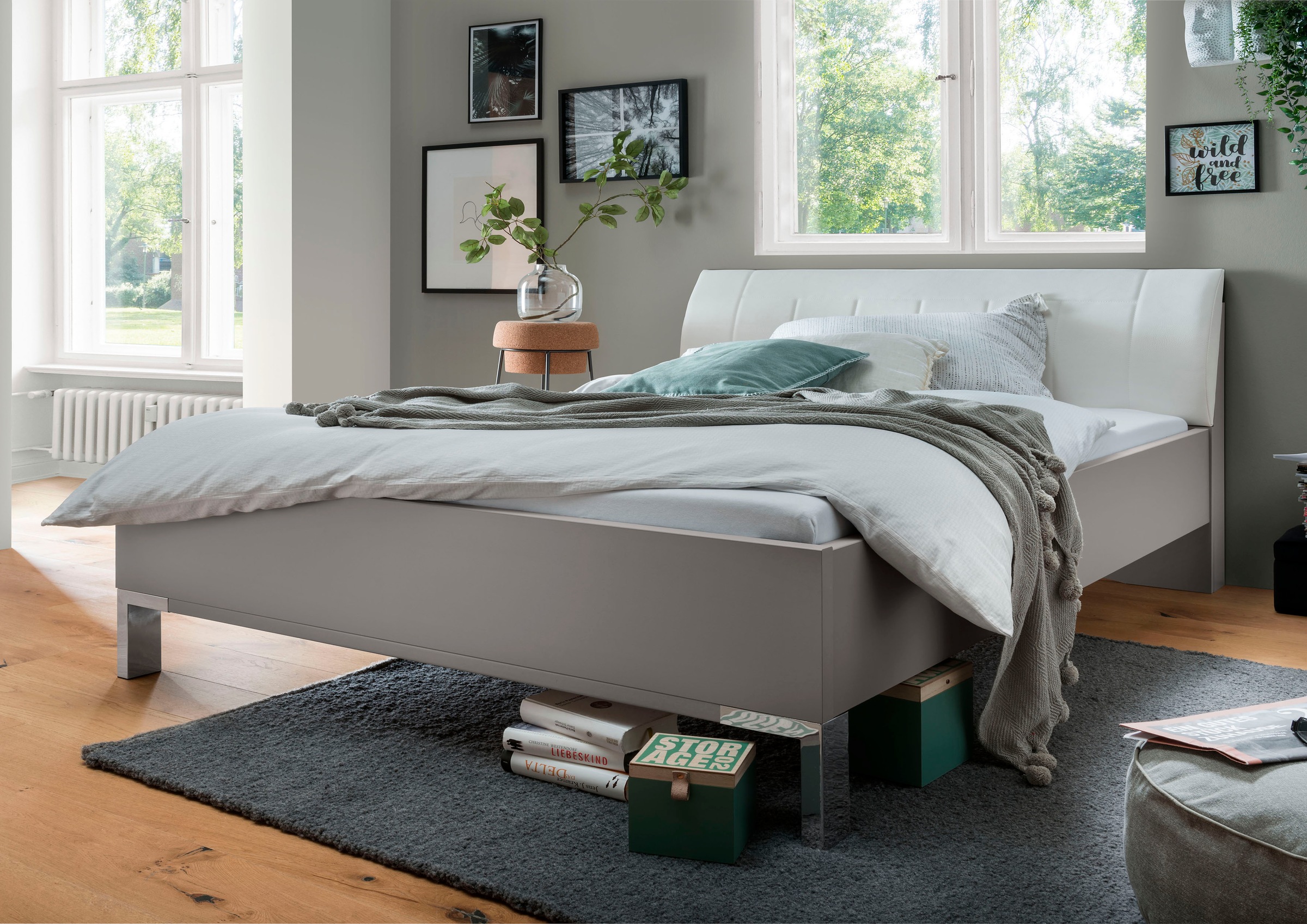 WIEMANN Futonbett »Monaco, Bettgestell, Bettrahmen, komfortables Polsterkopfteil«, (4-fache Liegehöhenverstellung, MADE IN GERMANY), Polsterkopfteil aus Kunstleder, verschiedene Größen, in Komforthöhe