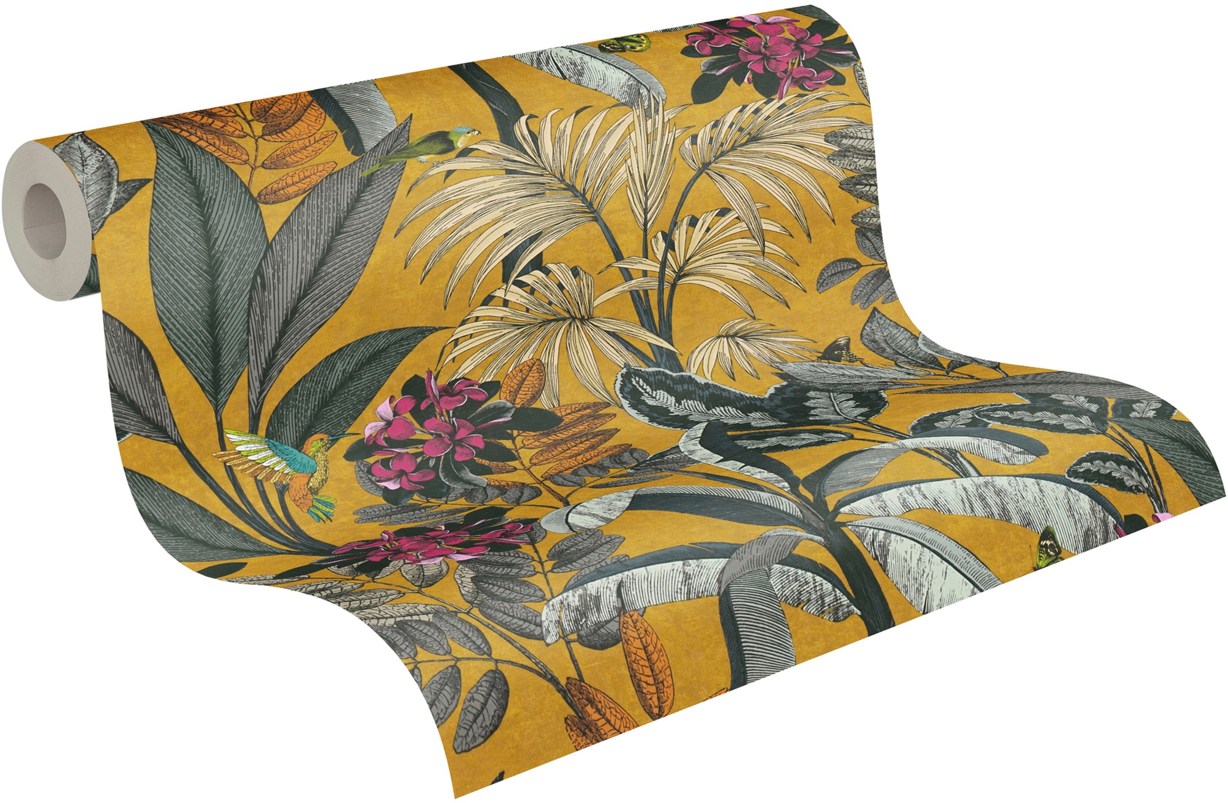 A.S. Création Vliestapete "PintWalls Dschungeltapete Floral" gemustert matt neutral glatt Blätter Tapeten Wohnzimmer Schlafzimmer Küche modern Design Wandtapete