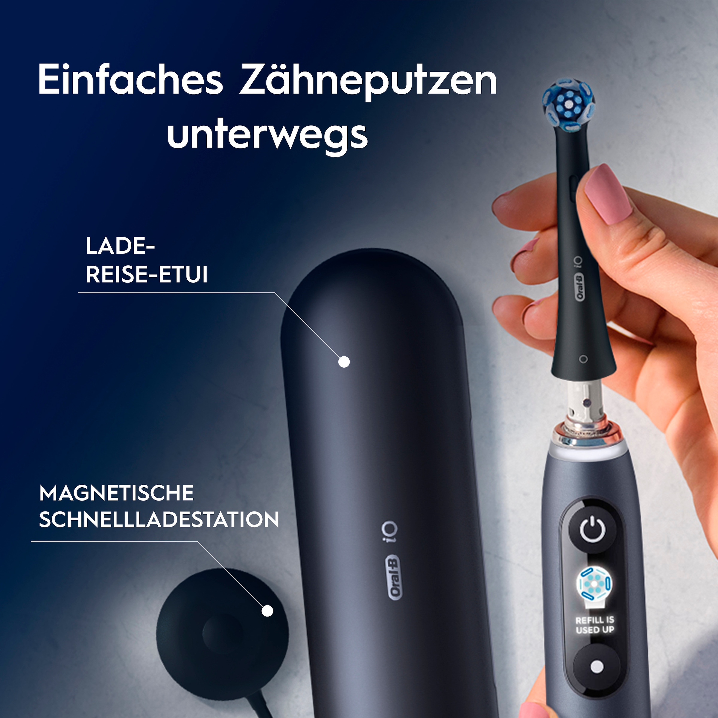 Oral-B Elektrische Zahnbürste »iO Series 9«, 3 St. Aufsteckbürsten, Geschenkedition, 7 Putzmodi, Lade-Reise-Etui