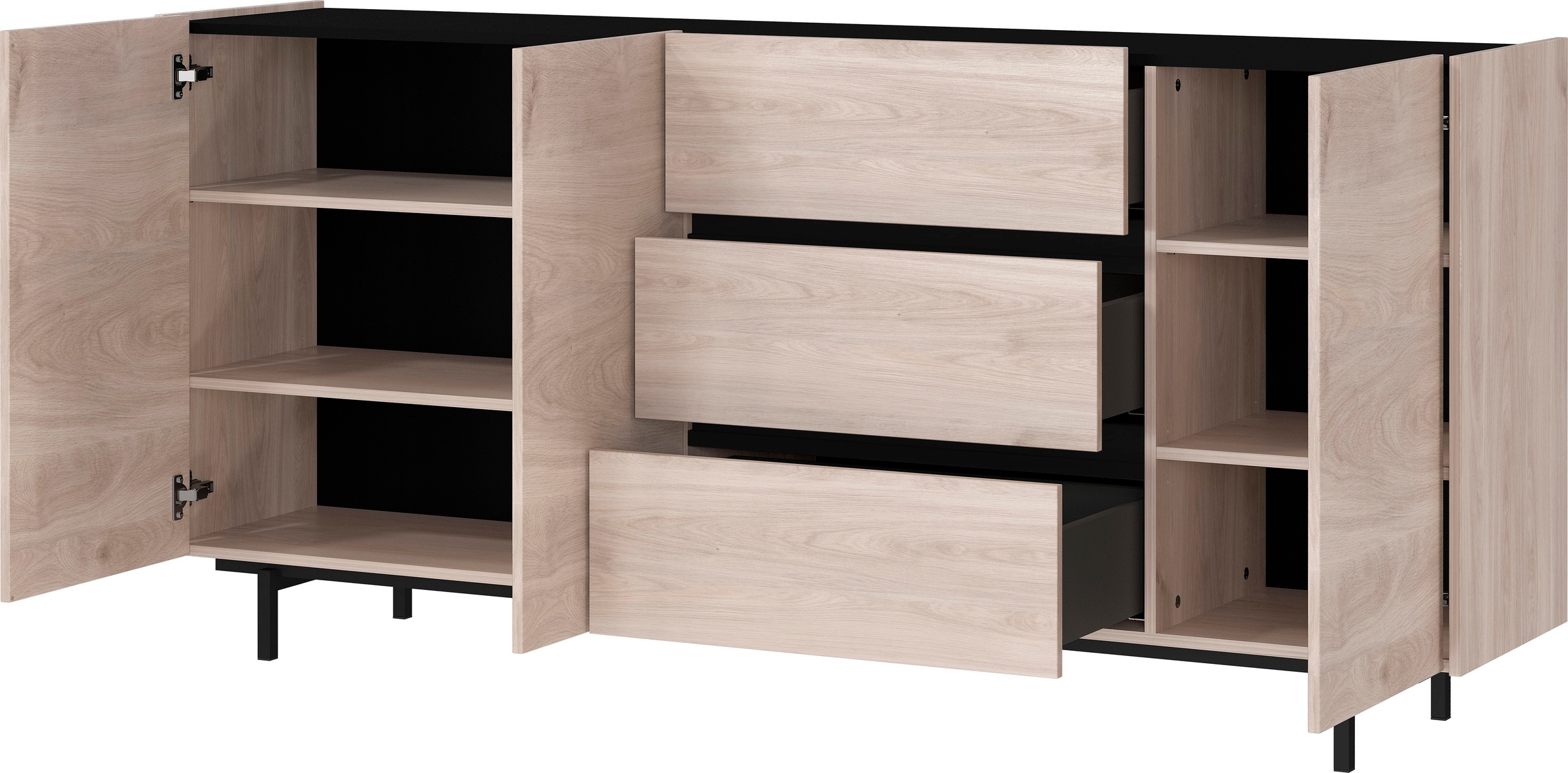 GERMANIA Wohnzimmer-Set »Cantoria«, (Set, 3 St.), mit Sideboard, Highboard, Lowboard, griffloses Design