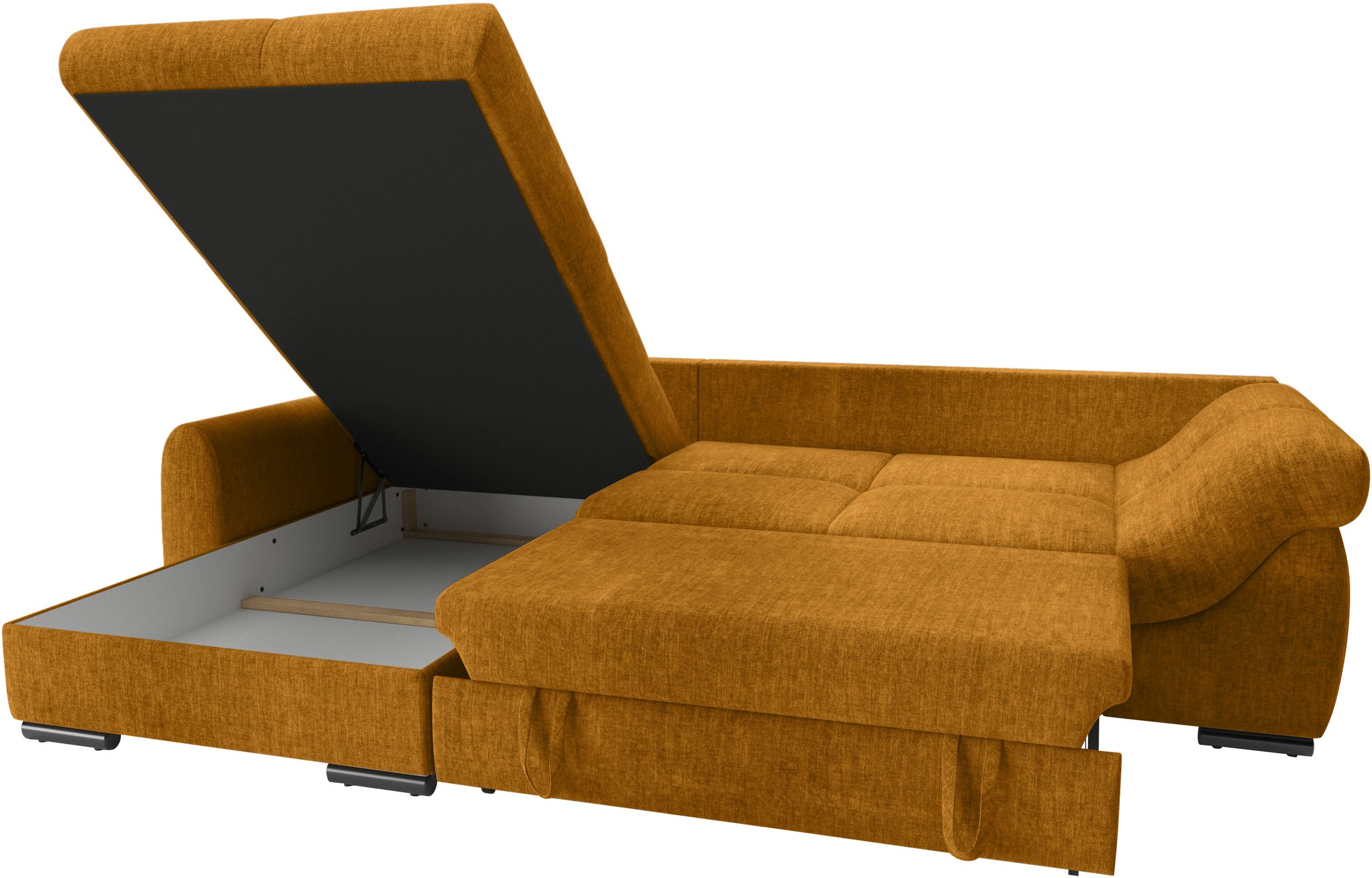 Mr. Couch Ecksofa »Livorno L-Form«, inkl. Hochschläfer-Bettauszug, XL-Bettkasten weiß beschichtet
