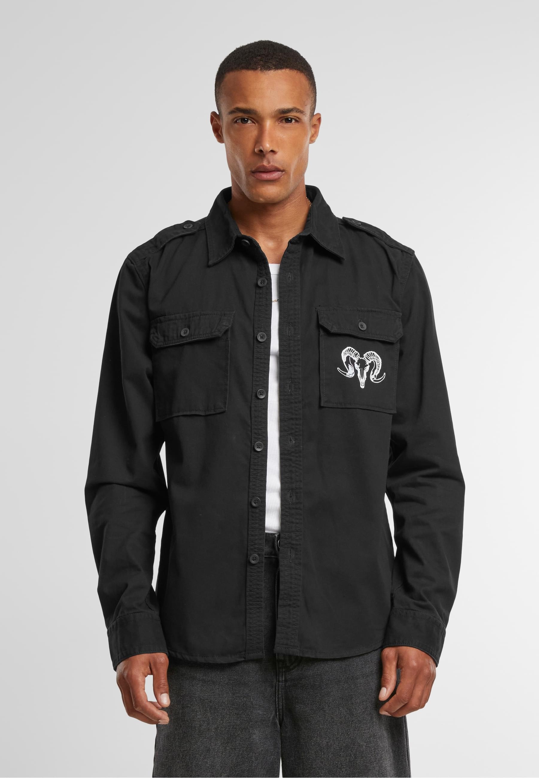 MisterTee Langarmhemd »MisterTee Capricorn Skull Shirt Longsleeve«, (1 tlg.)