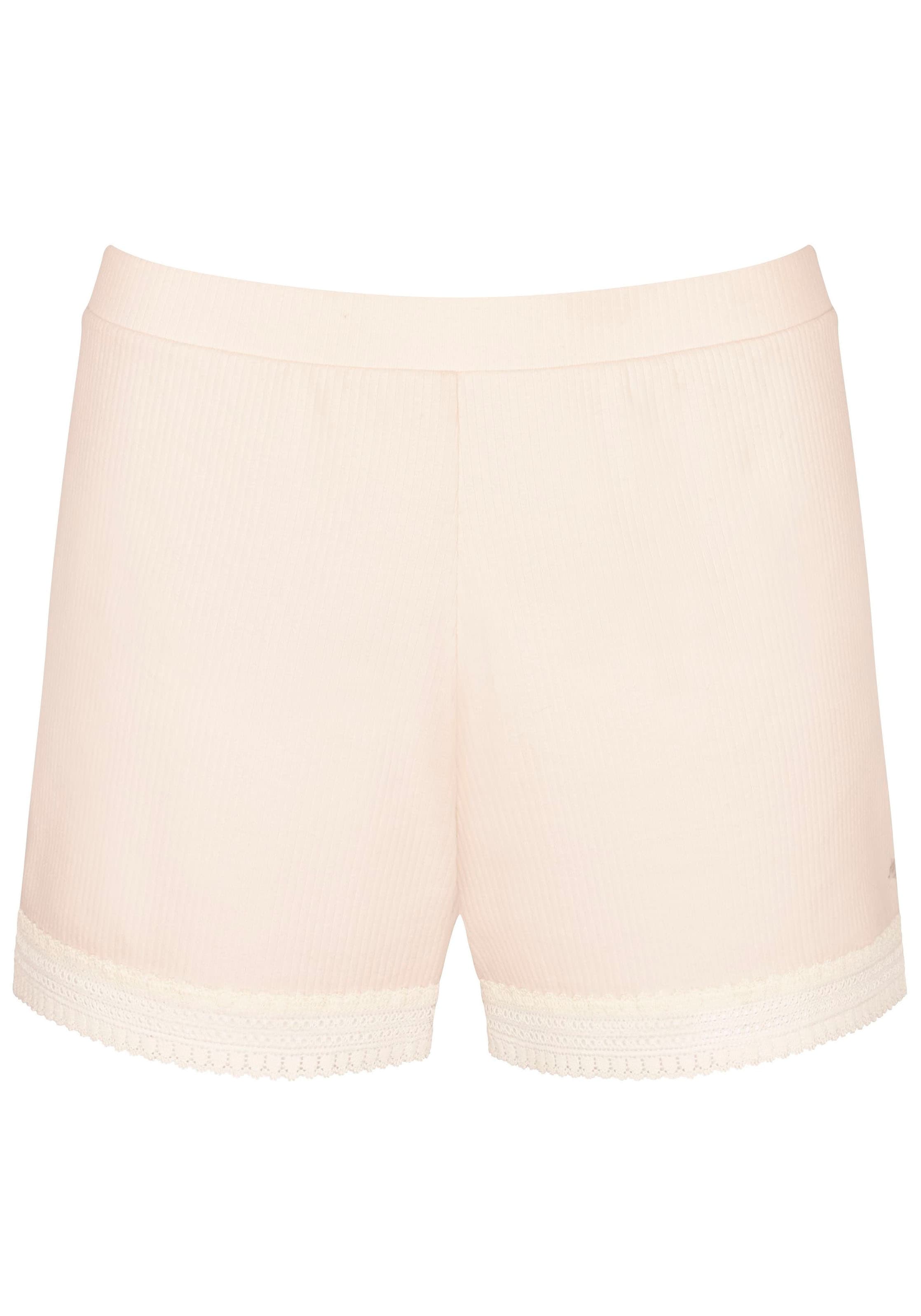 sloggi Relaxshorts »GO Ribbed Short«, weiche Rippware mit Spitzenbesatz