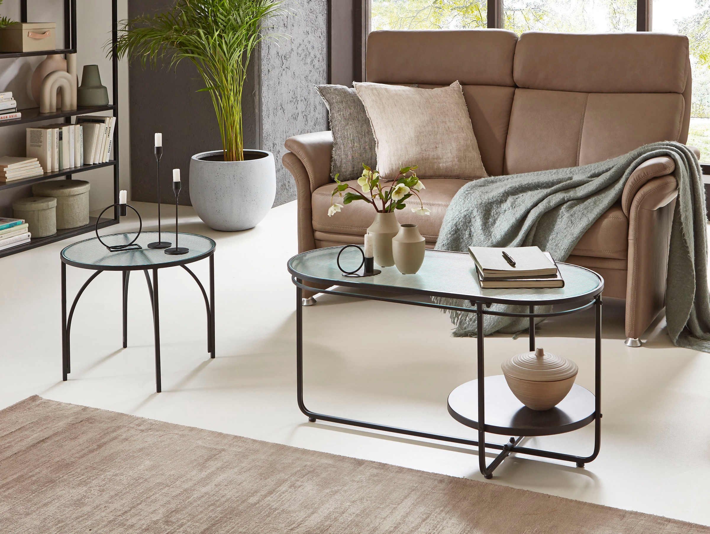 HAKU Couchtisch »Sofatisch, Wohnzimmertisch« 1 Stk. tlg. oval - aus Metall Schwarz B/T/H 90/42/49 cm